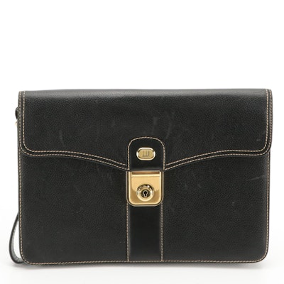 Dunhill Lock Wristlet in Black Grained Calfskin Leather