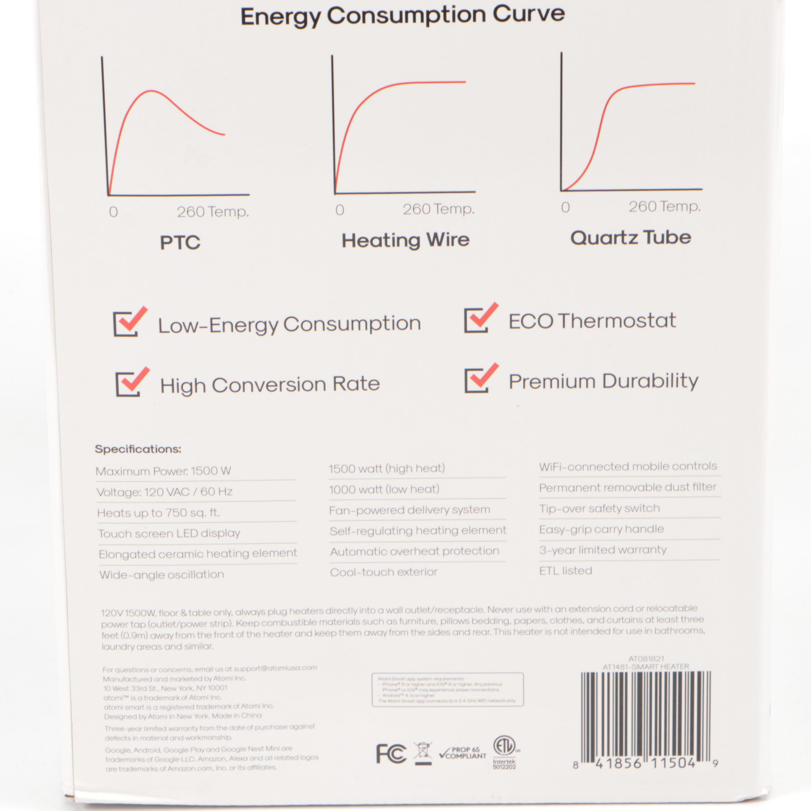 Atomi Comfort Smart Wifi Ceramic Tower Heater