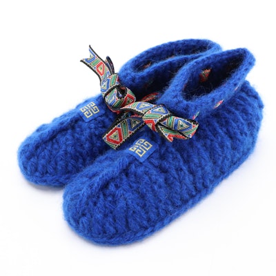 Givenchy Electric Blue Knit Wool Sock Slippers With Box
