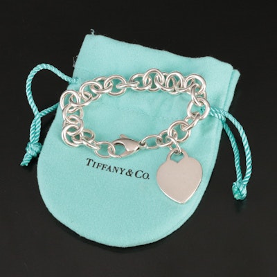 Tiffany & Co. Sterling Heart Tag Charm Bracelet