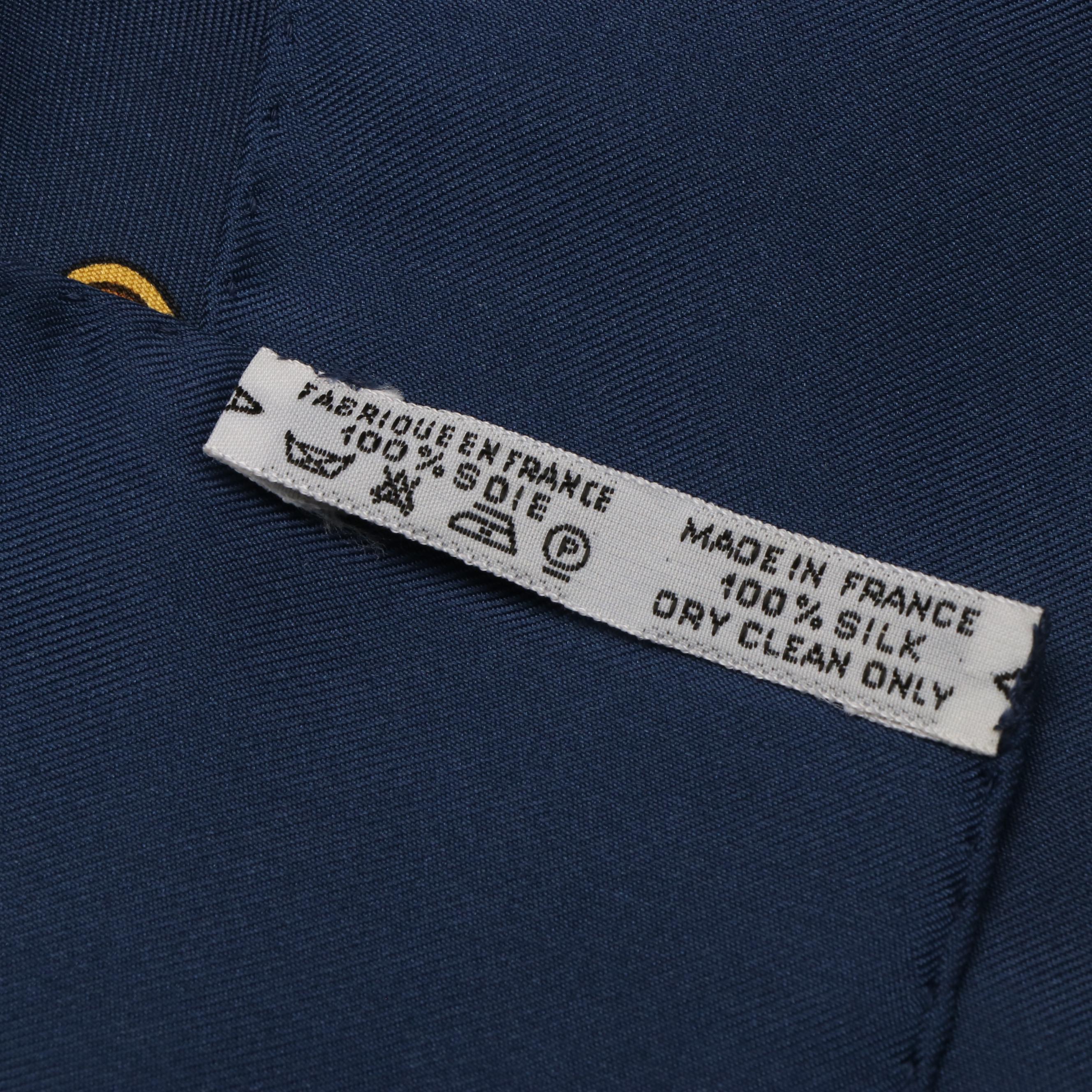 Hermès "Springs" Silk Twill Scarf in Navy