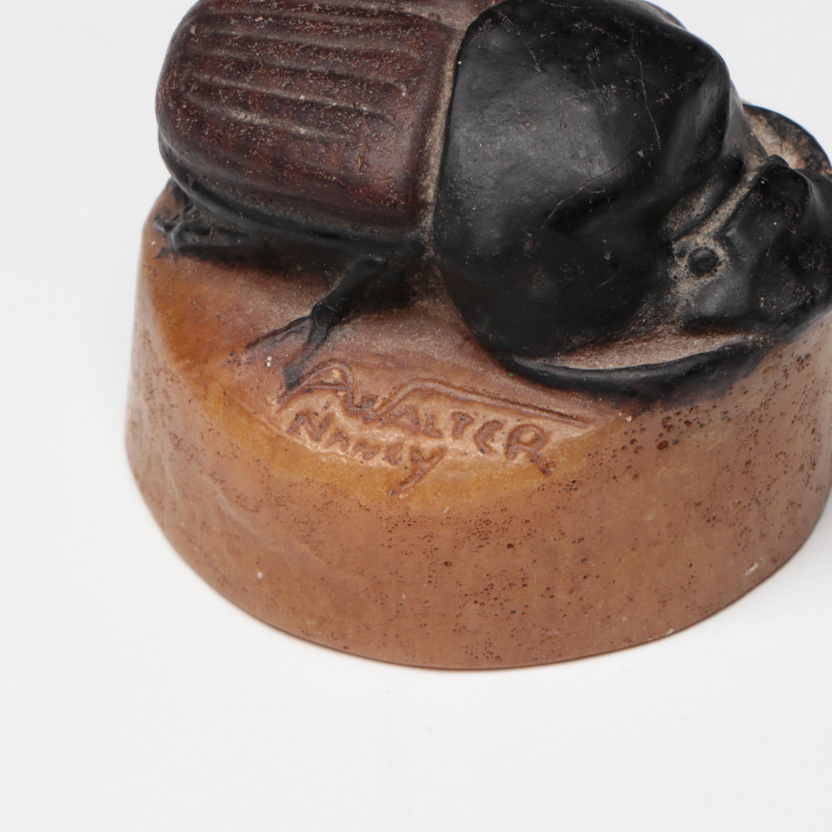 Amalric Walter Nancy Pâte-de-Verre Moth and Scarab Paperweights