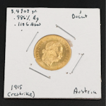 1915 Austrian One Ducat Gold Coin Re-strike