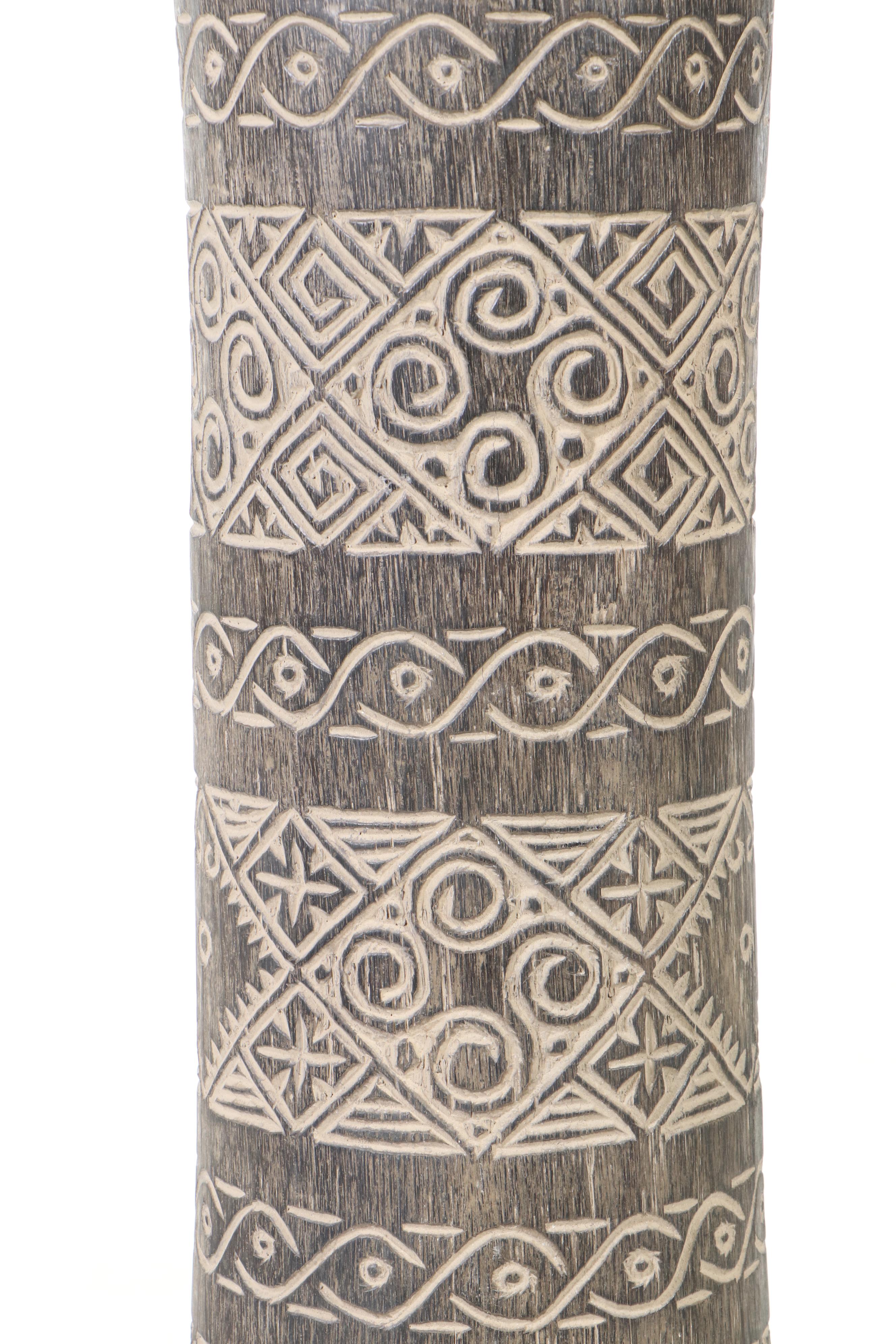 Balinese-Attributed Hand-Carved Coconut Palm Tall Floor Vase