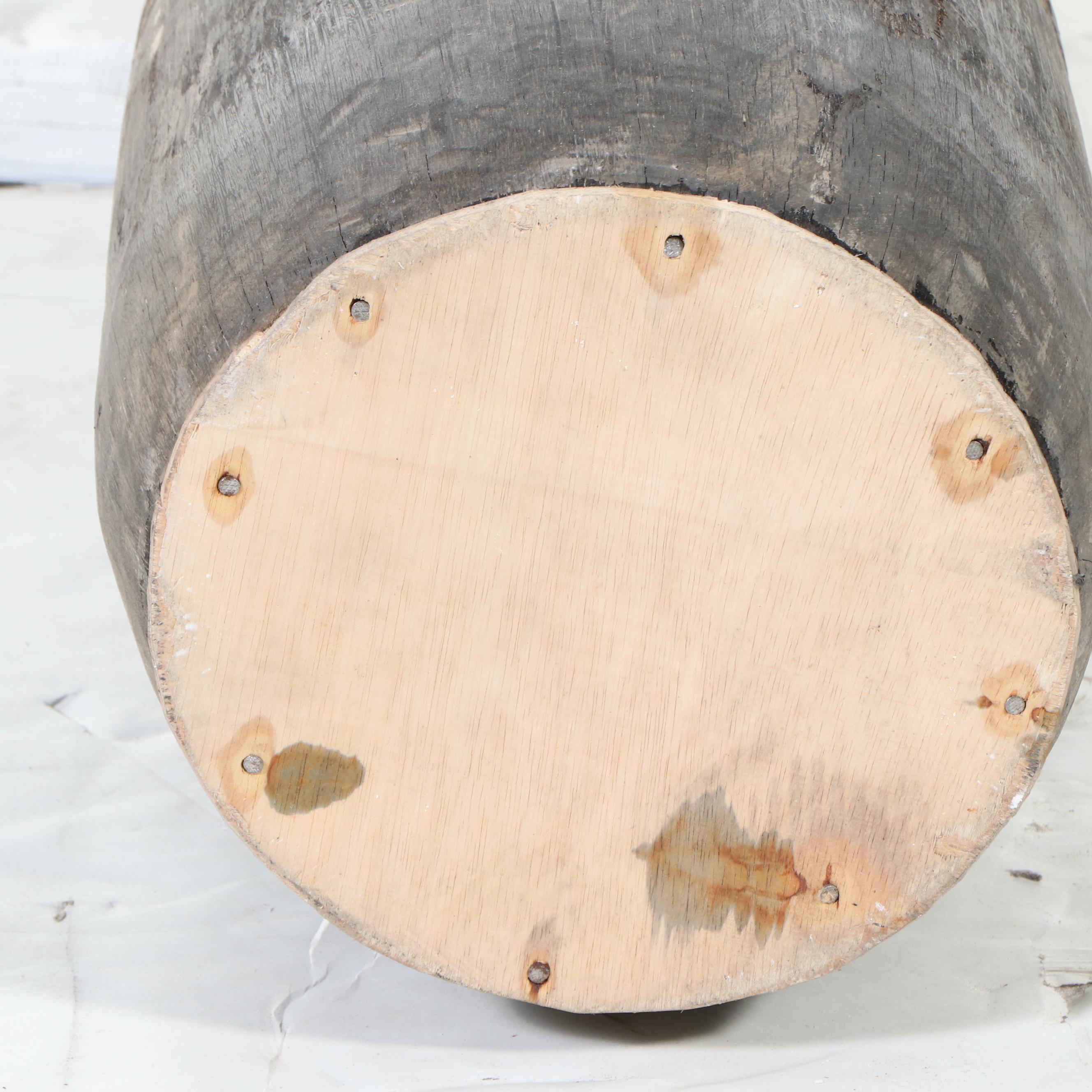 Balinese-Attributed Hand-Carved Coconut Palm Tall Floor Vase