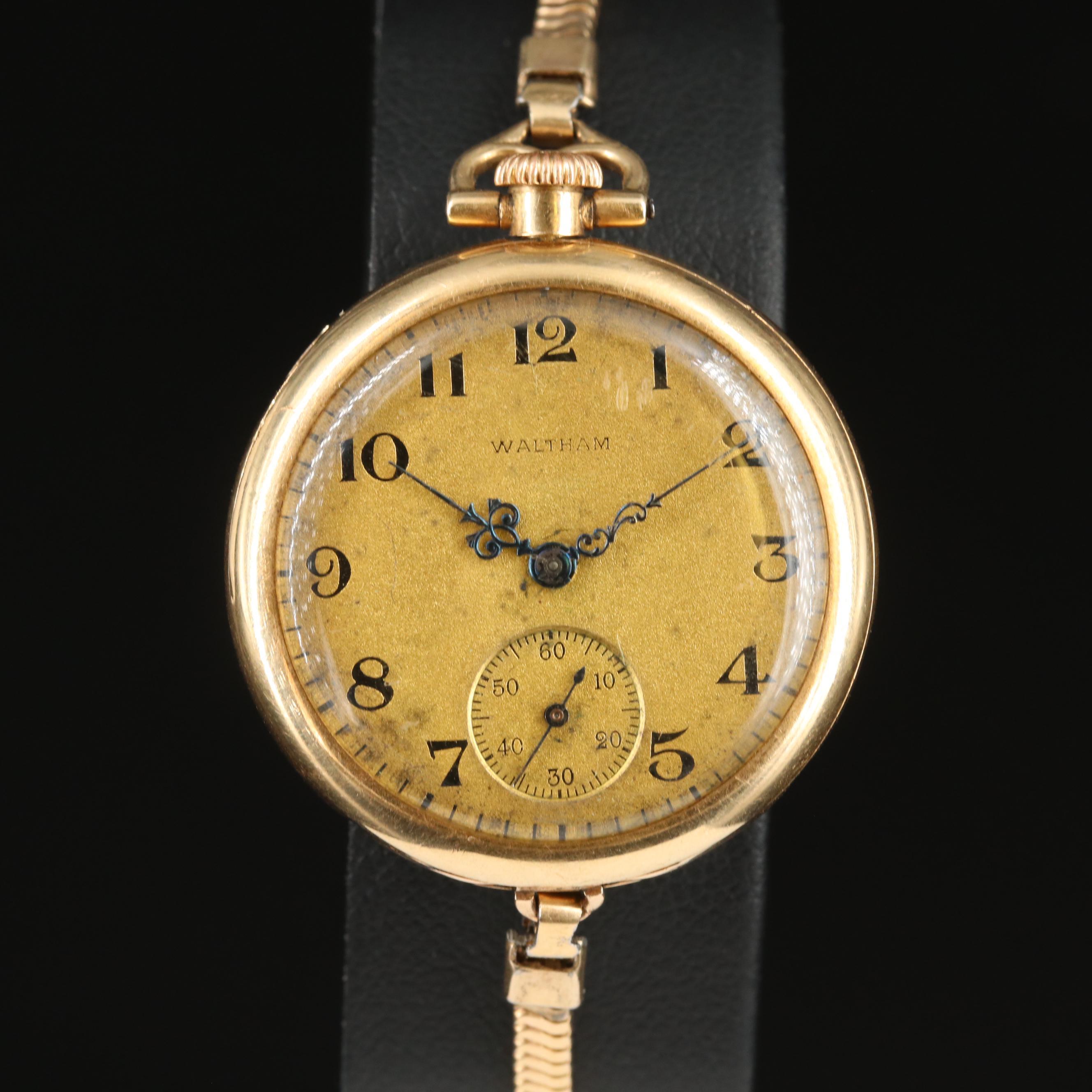 Antique Waltham 14K Gold Converter Pocket-to-Watch