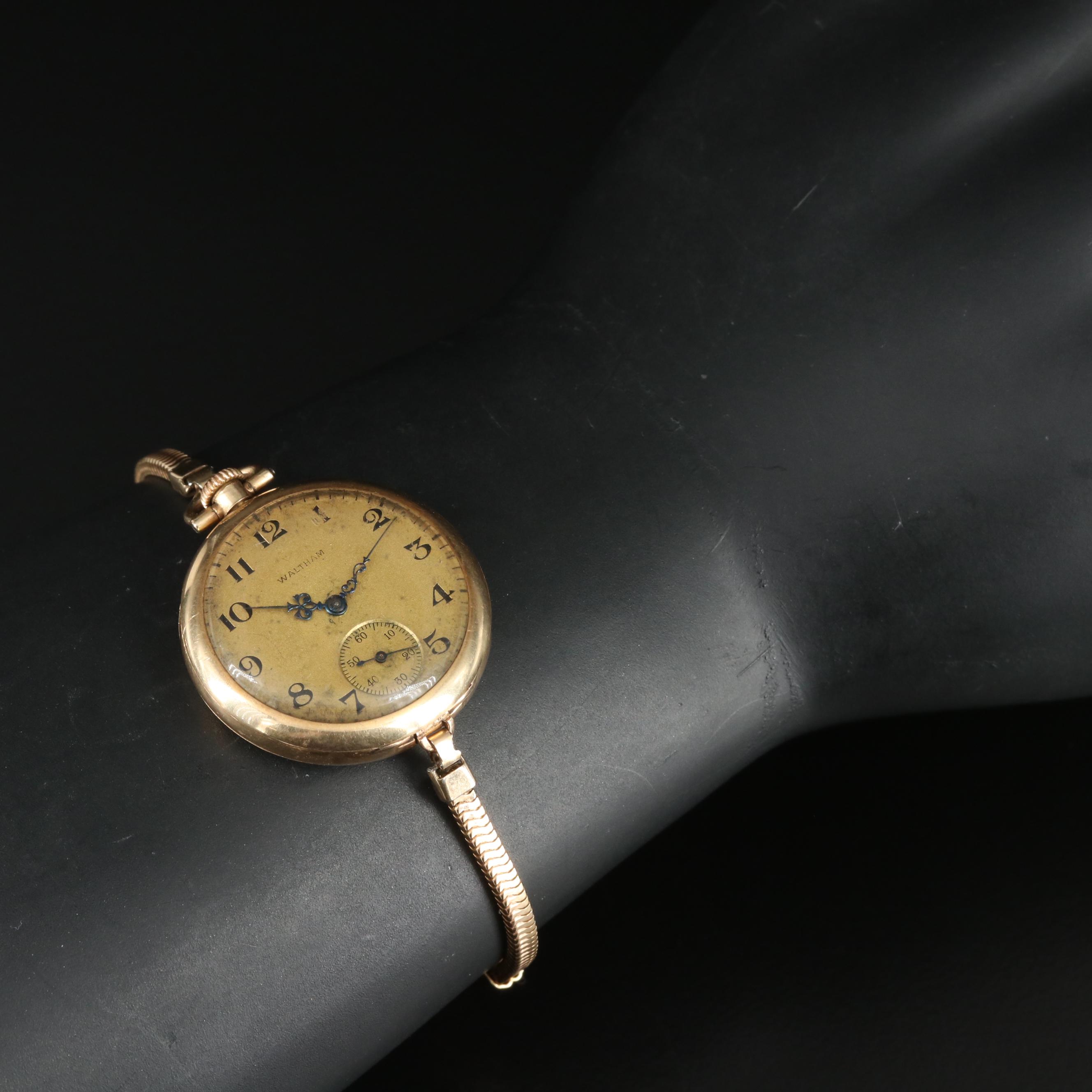 Antique Waltham 14K Gold Converter Pocket-to-Watch