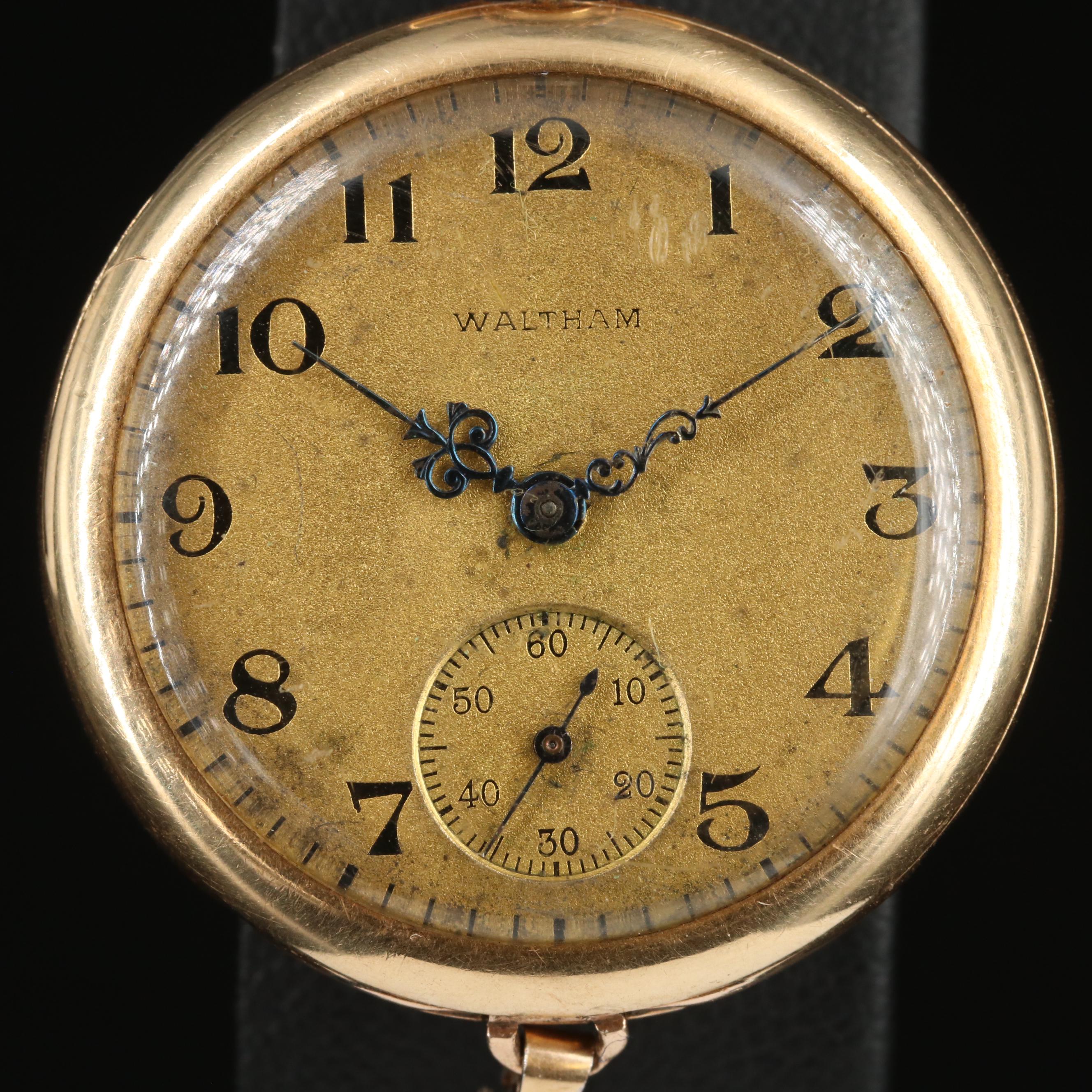Antique Waltham 14K Gold Converter Pocket-to-Watch