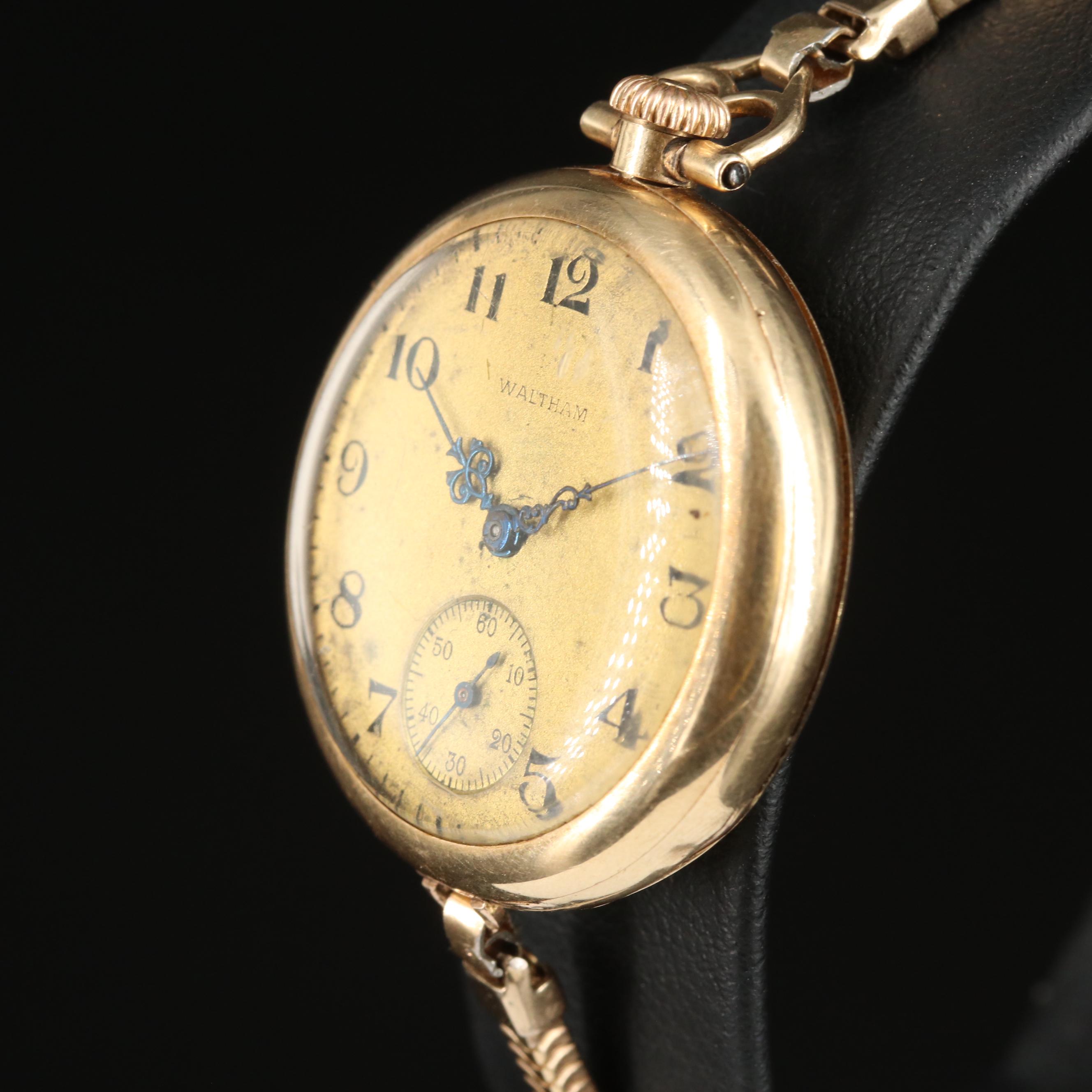 Antique Waltham 14K Gold Converter Pocket-to-Watch