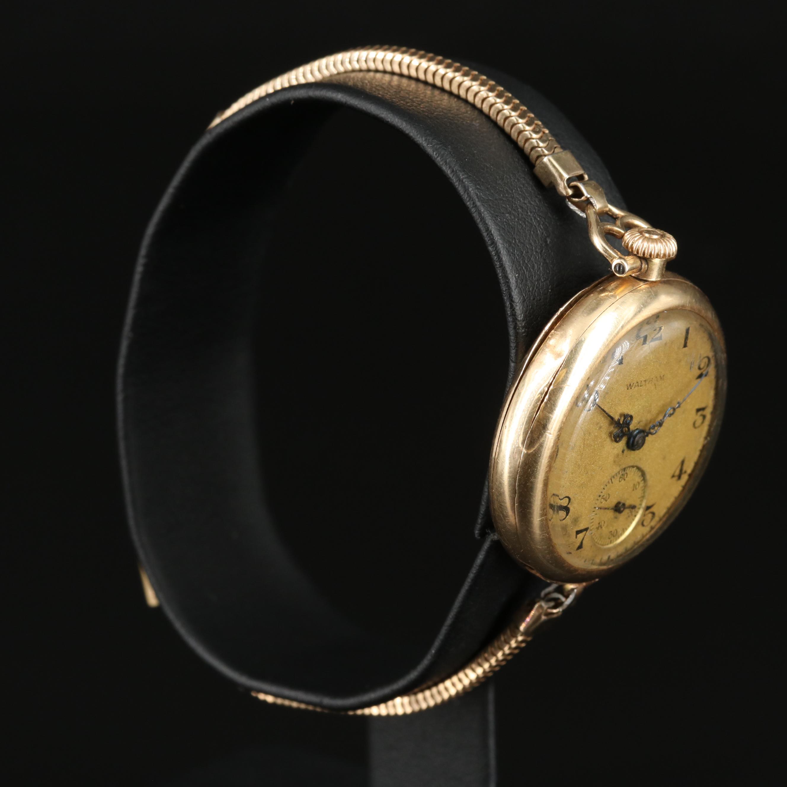 Antique Waltham 14K Gold Converter Pocket-to-Watch