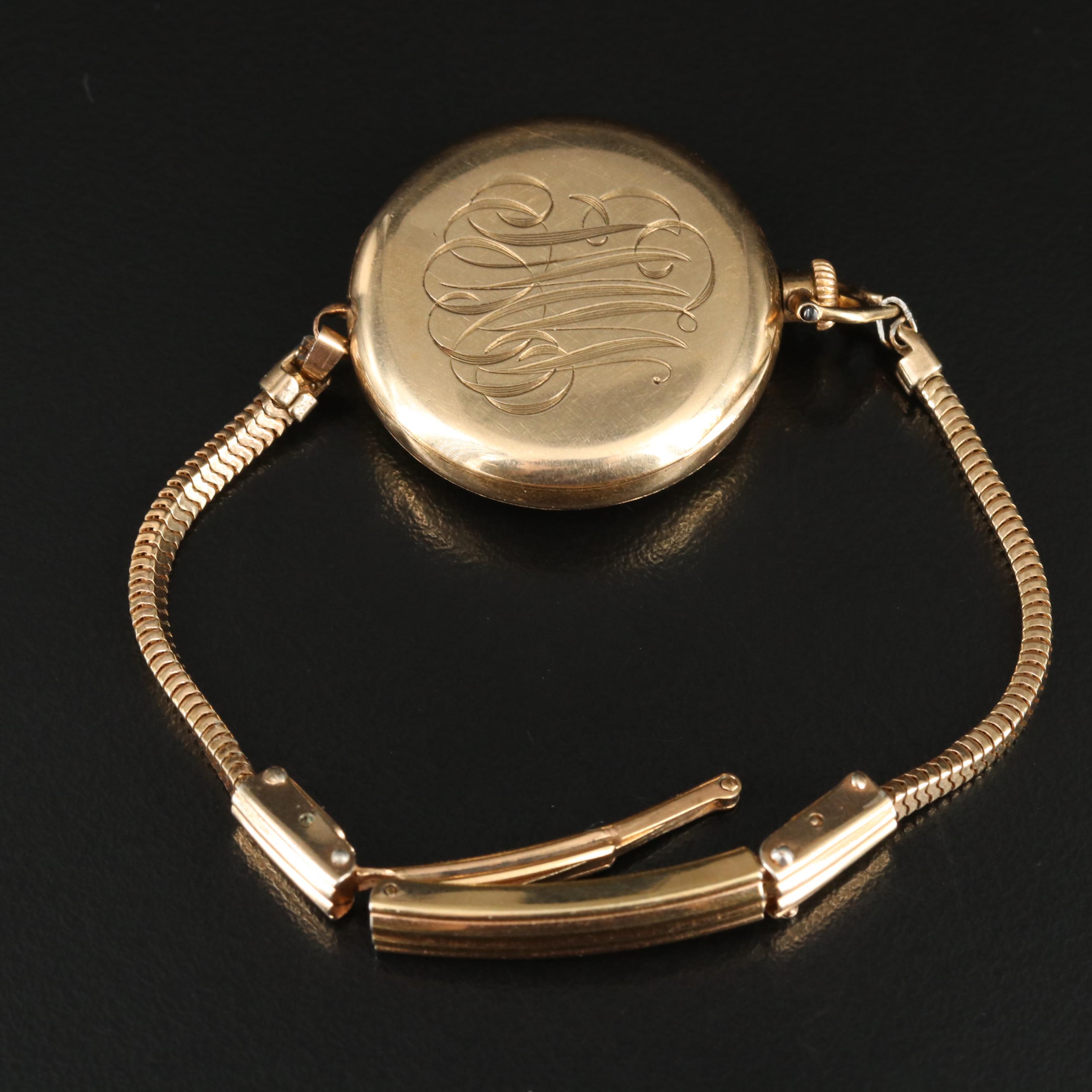 Antique Waltham 14K Gold Converter Pocket-to-Watch