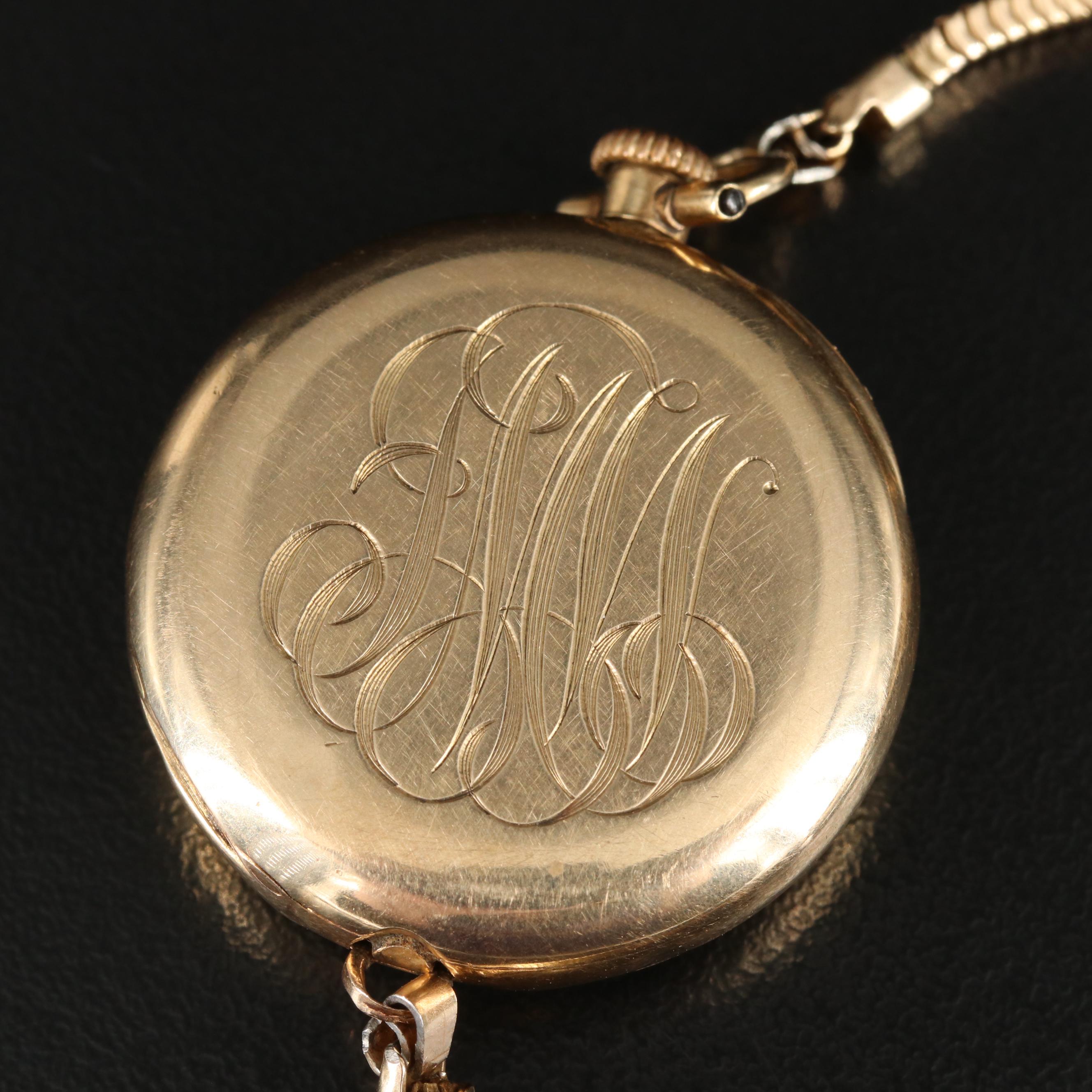 Antique Waltham 14K Gold Converter Pocket-to-Watch