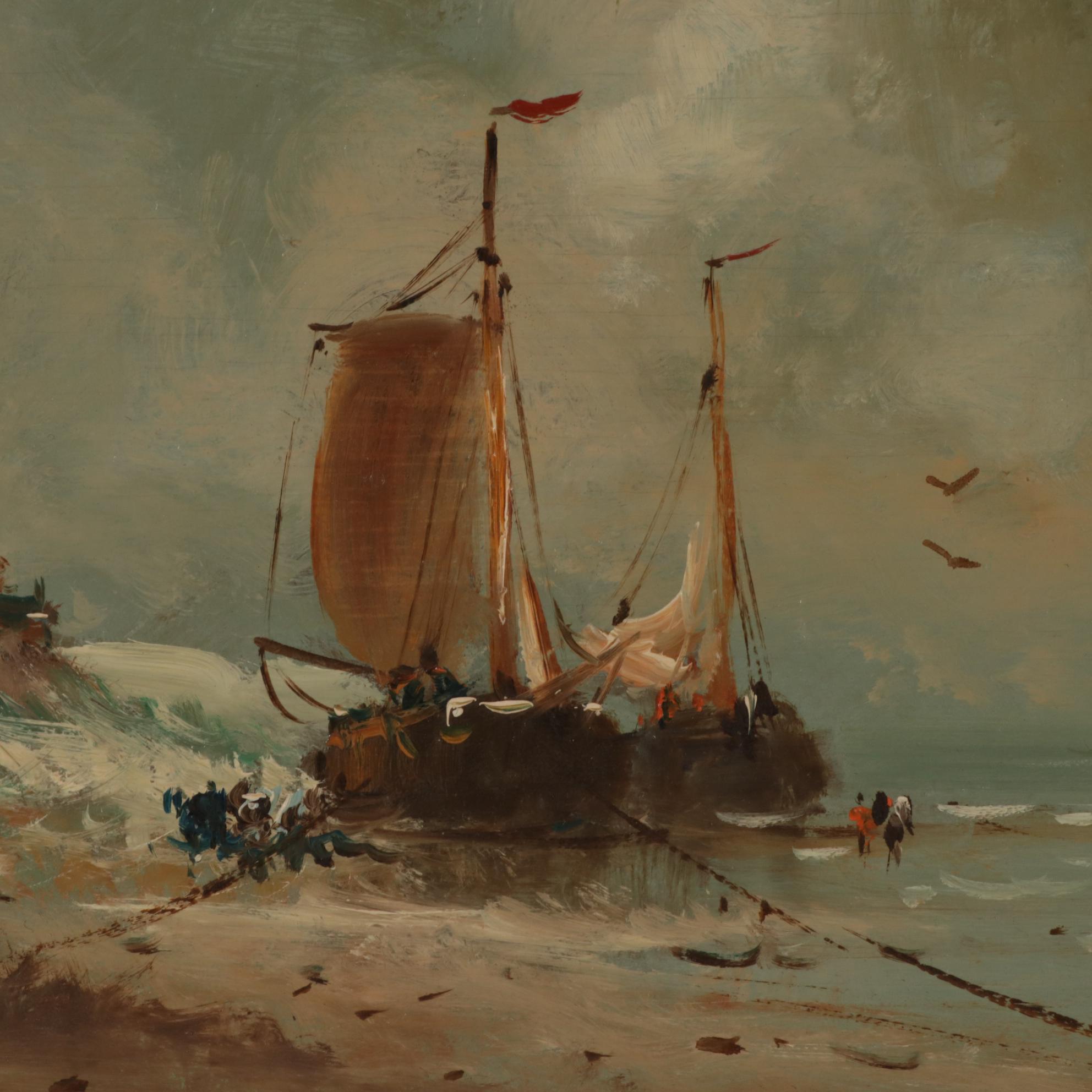 Maritime Oil Paintings of Sailing Ships, Mid to Late 20th Century