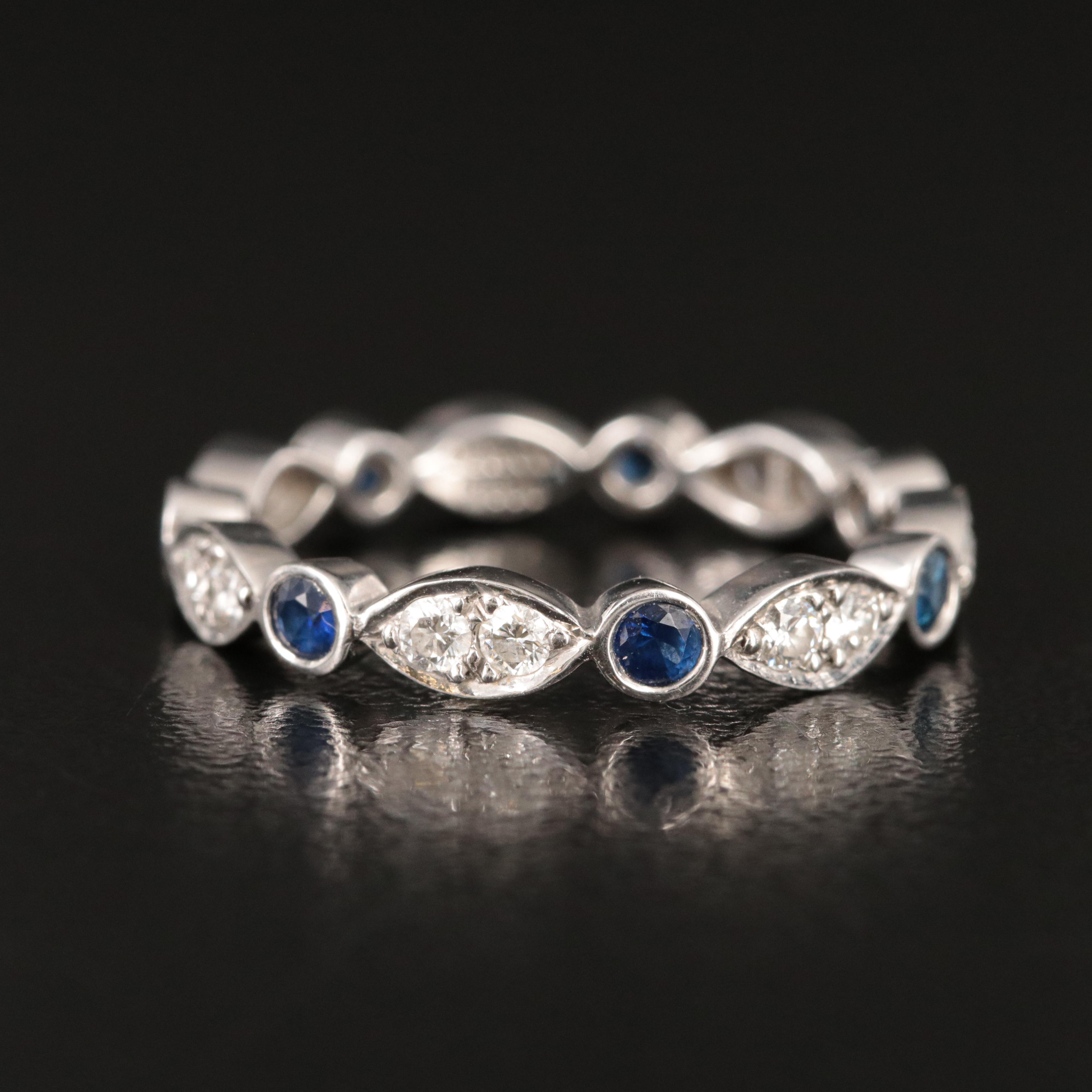 Tiffany & Co. Jazz Platinum, Sapphire and 0.42 CTW Diamond Eternity  Ring