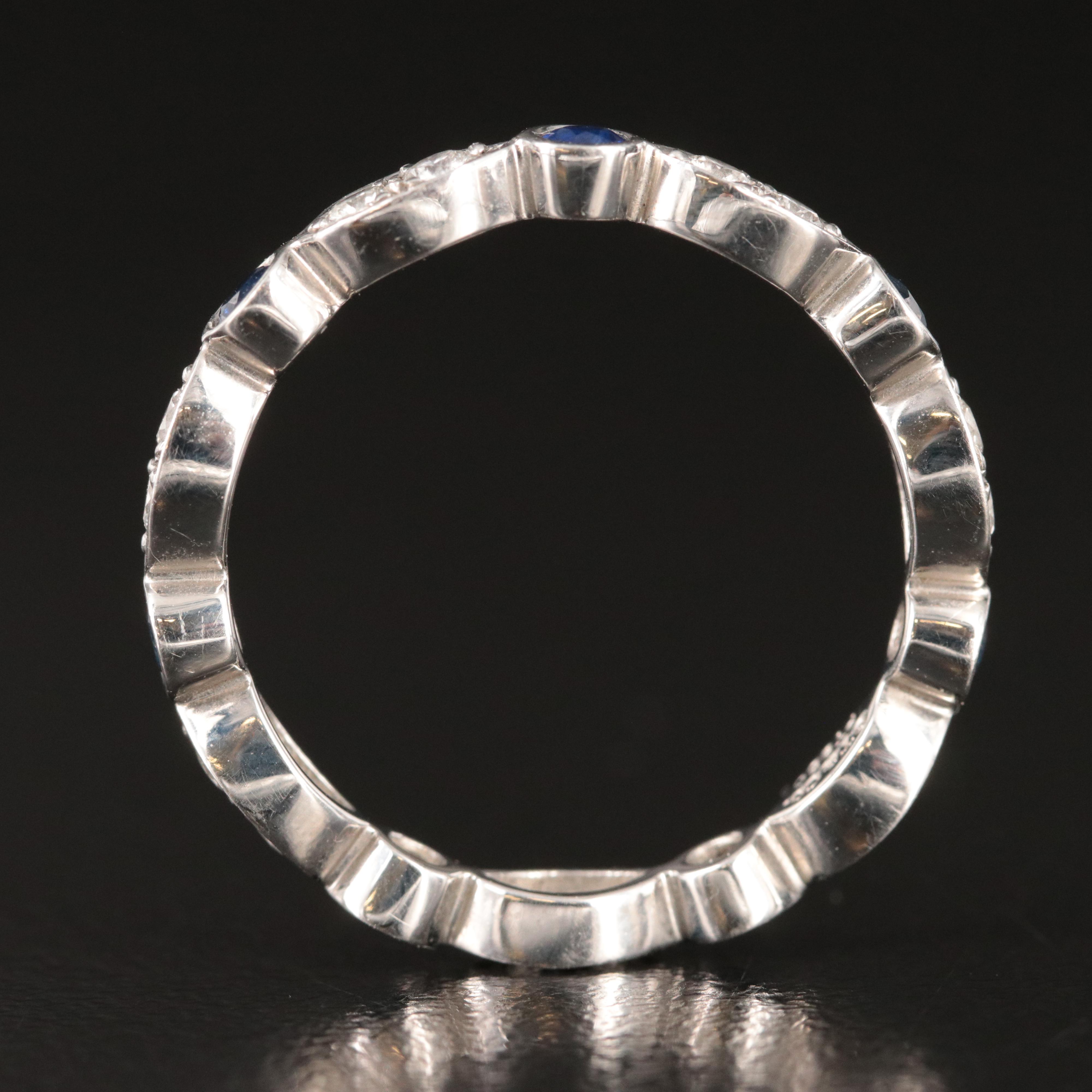 Tiffany & Co. Jazz Platinum, Sapphire and 0.42 CTW Diamond Eternity  Ring