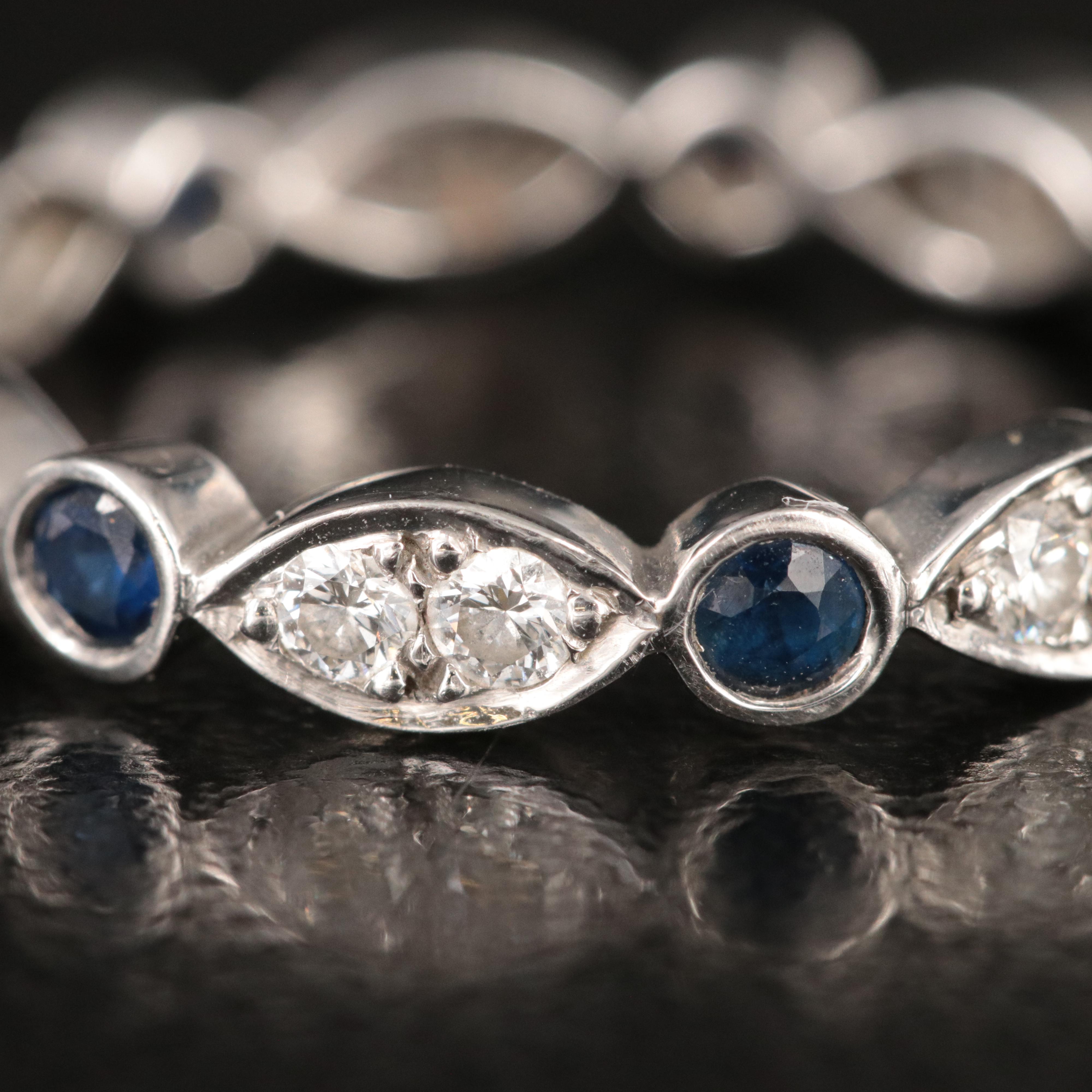 Tiffany & Co. Jazz Platinum, Sapphire and 0.42 CTW Diamond Eternity  Ring