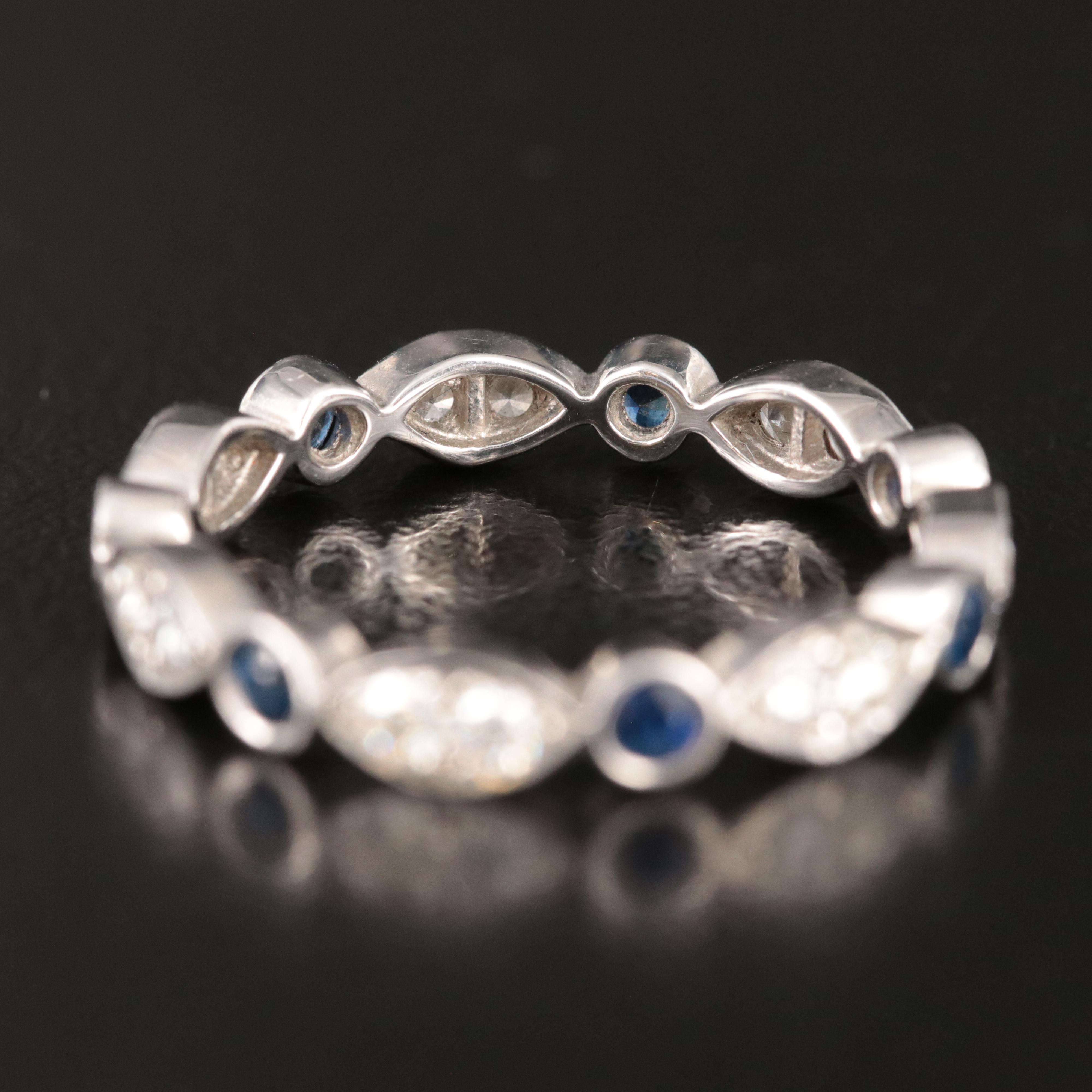 Tiffany & Co. Jazz Platinum, Sapphire and 0.42 CTW Diamond Eternity  Ring