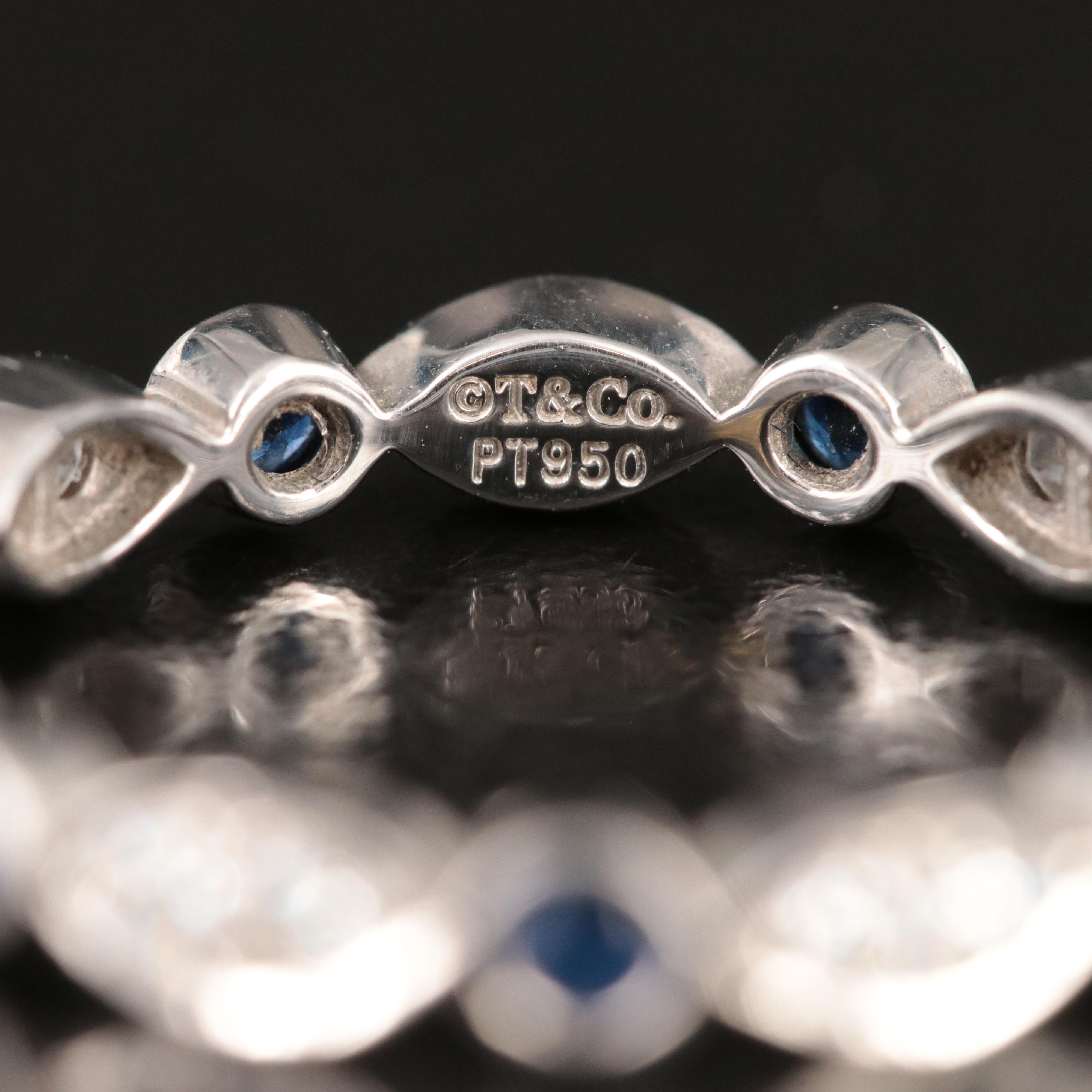 Tiffany & Co. Jazz Platinum, Sapphire and 0.42 CTW Diamond Eternity  Ring