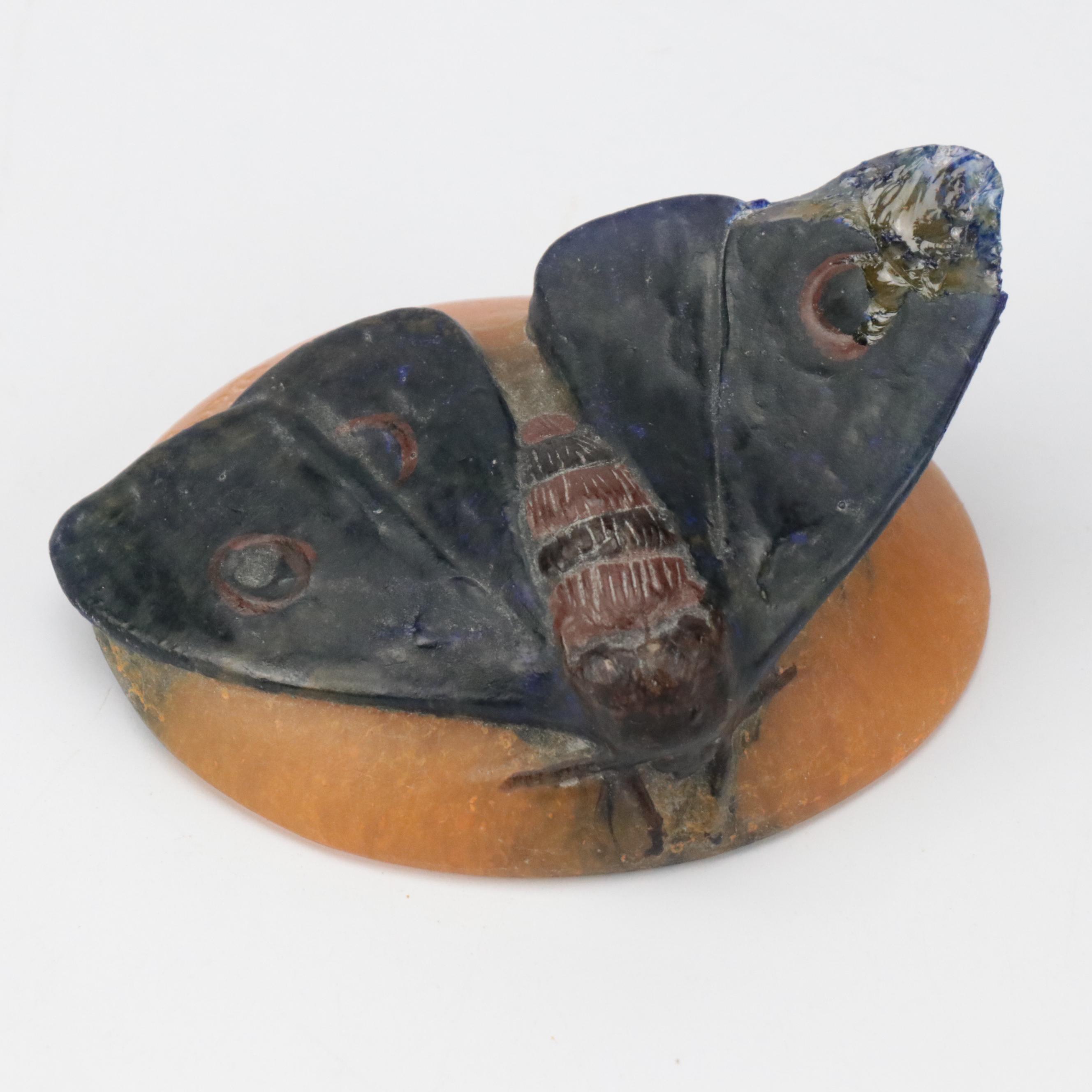 Amalric Walter Nancy Pâte-de-Verre Moth and Scarab Paperweights