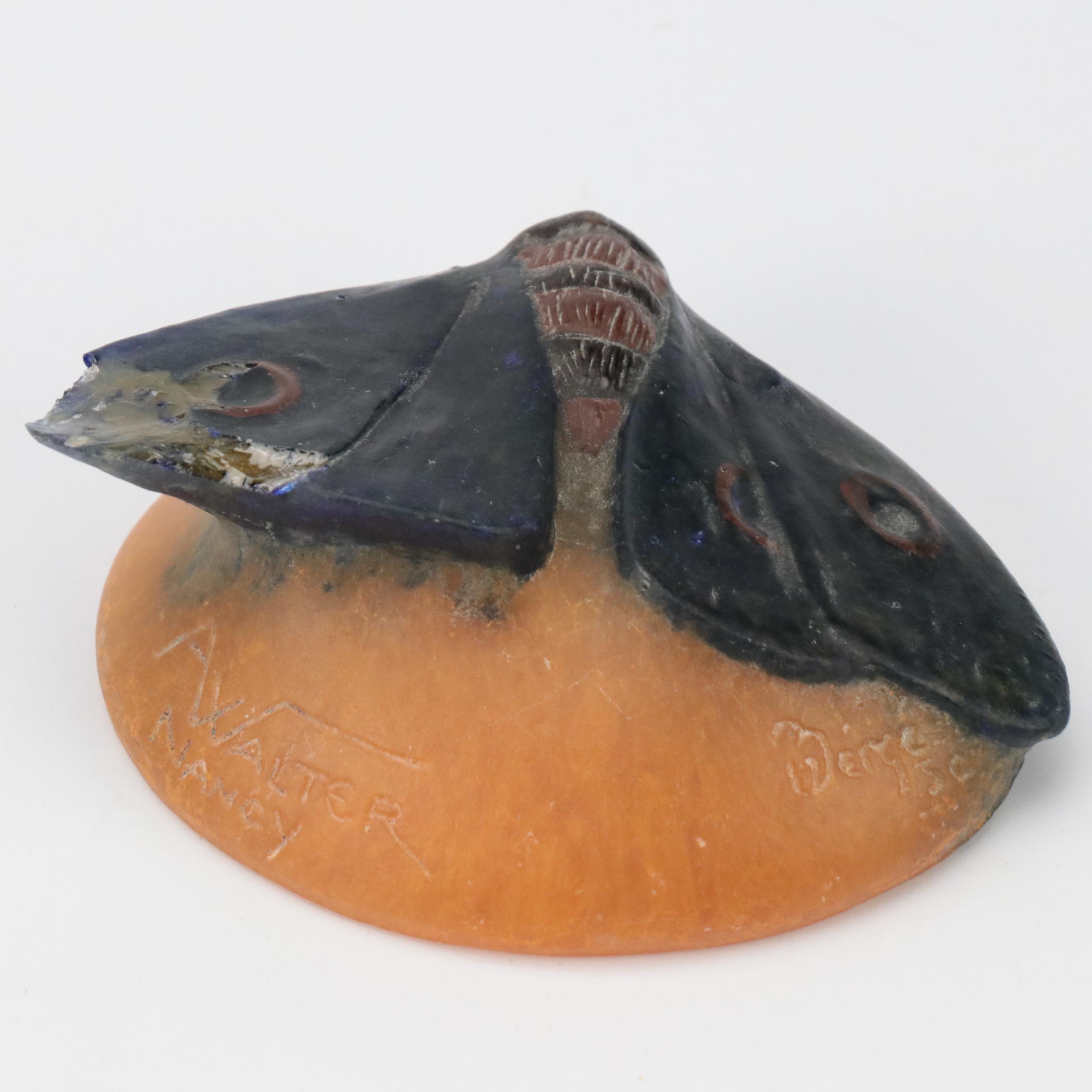 Amalric Walter Nancy Pâte-de-Verre Moth and Scarab Paperweights