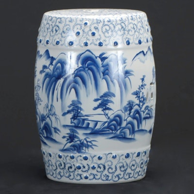 Chinese Style Blue and White Ceramic Garden Seat