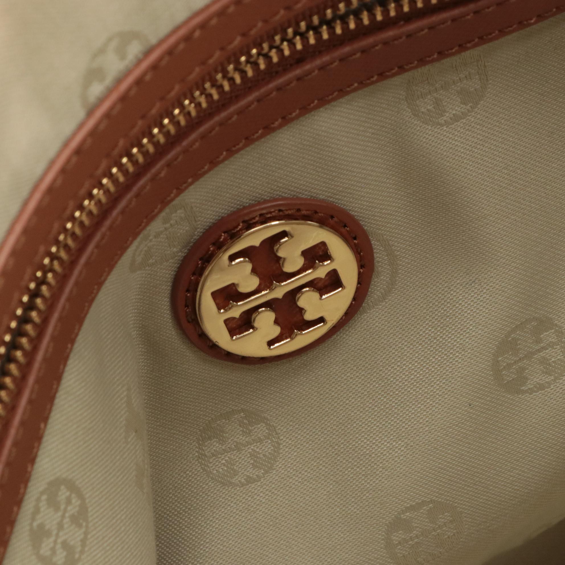 Tory Burch Caramel Brown Leather Two-Way Satchel Bag