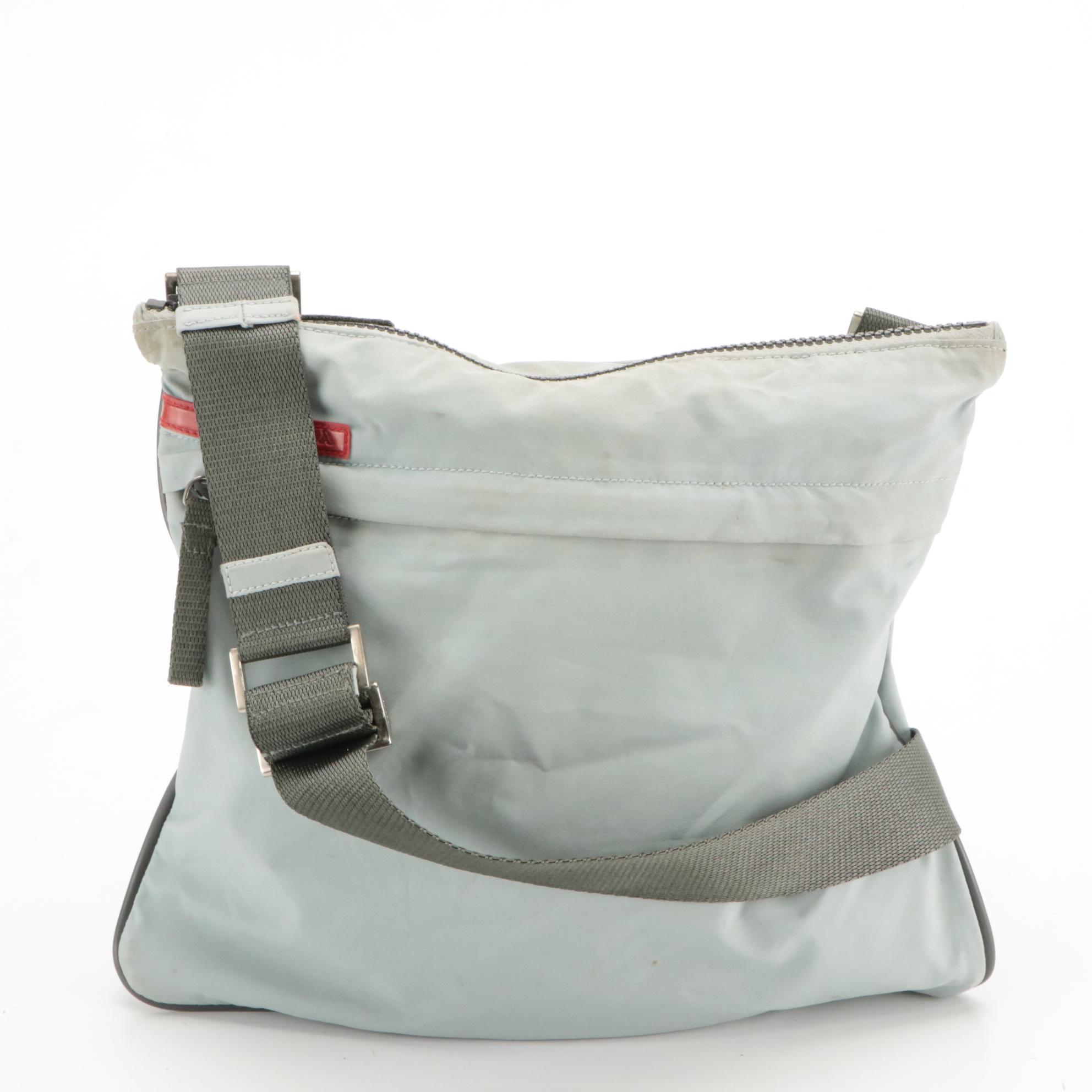 Prada Sport Flat Crossbody Sling Bag in Cool Grey Nylon