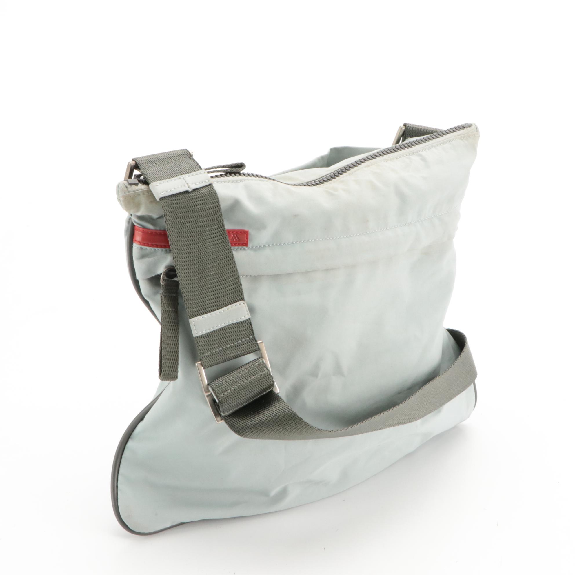 Prada Sport Flat Crossbody Sling Bag in Cool Grey Nylon