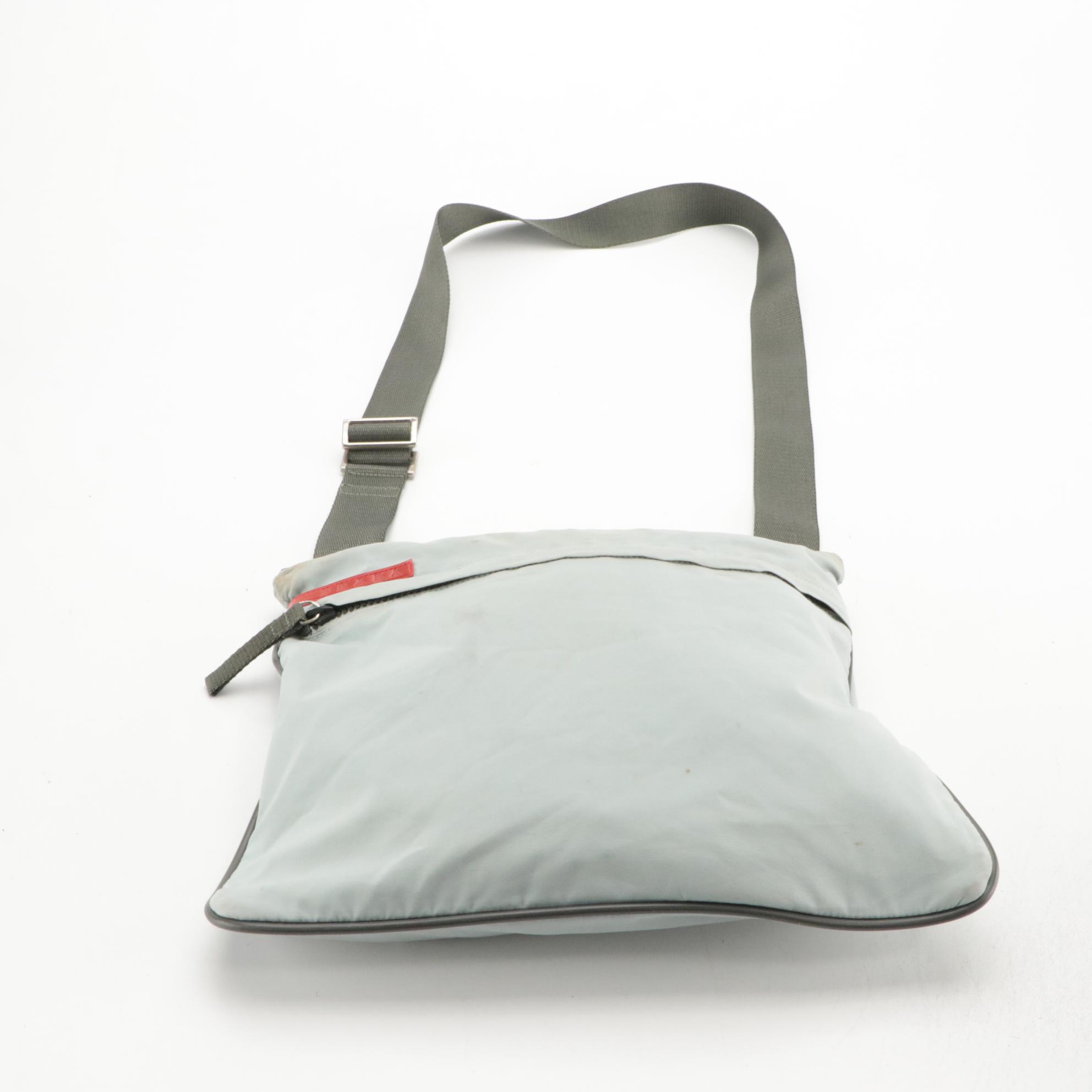 Prada Sport Flat Crossbody Sling Bag in Cool Grey Nylon