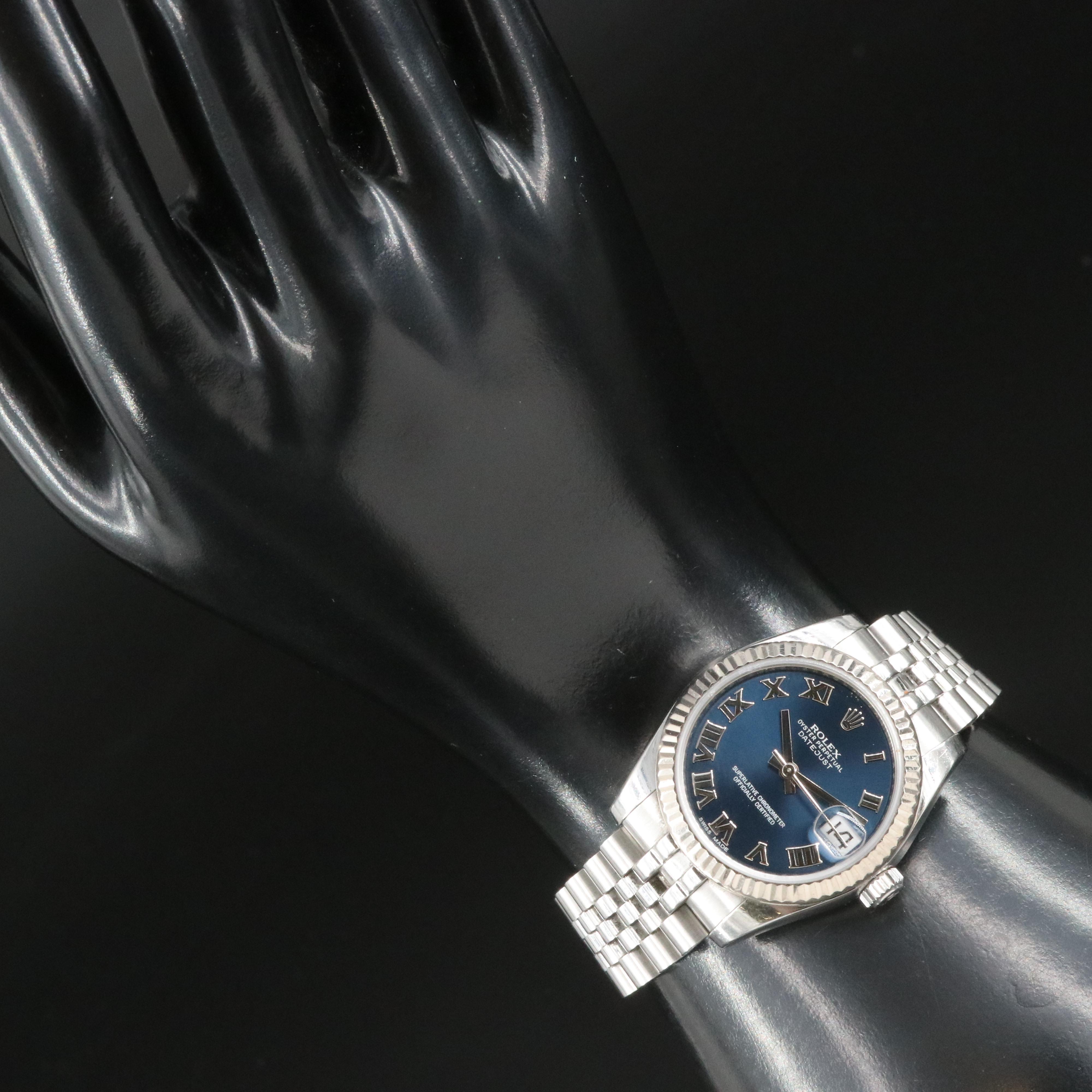 Rolex Oyster Perpetual Blue Roman Datejust Watch