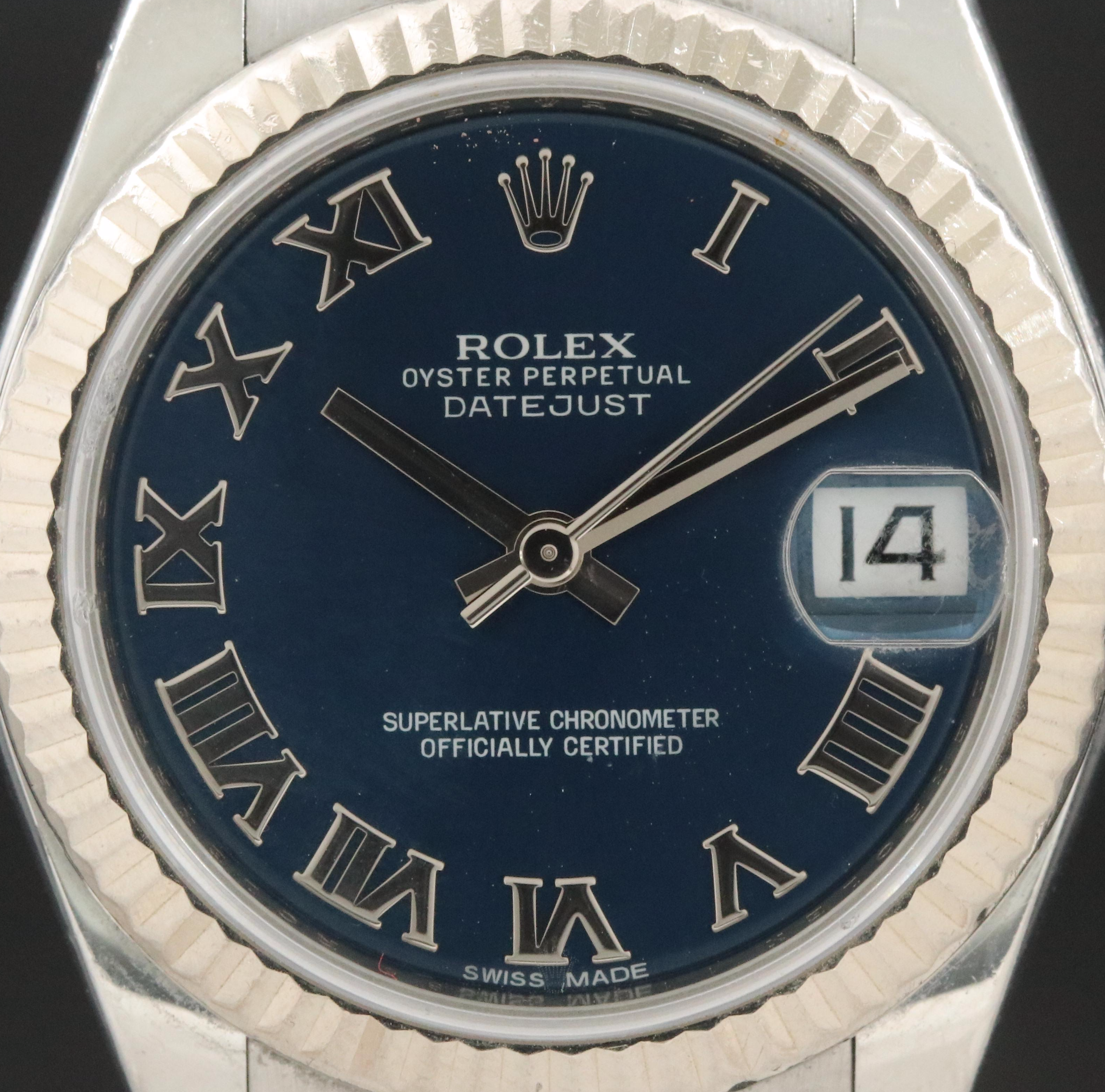 Rolex Oyster Perpetual Blue Roman Datejust Watch