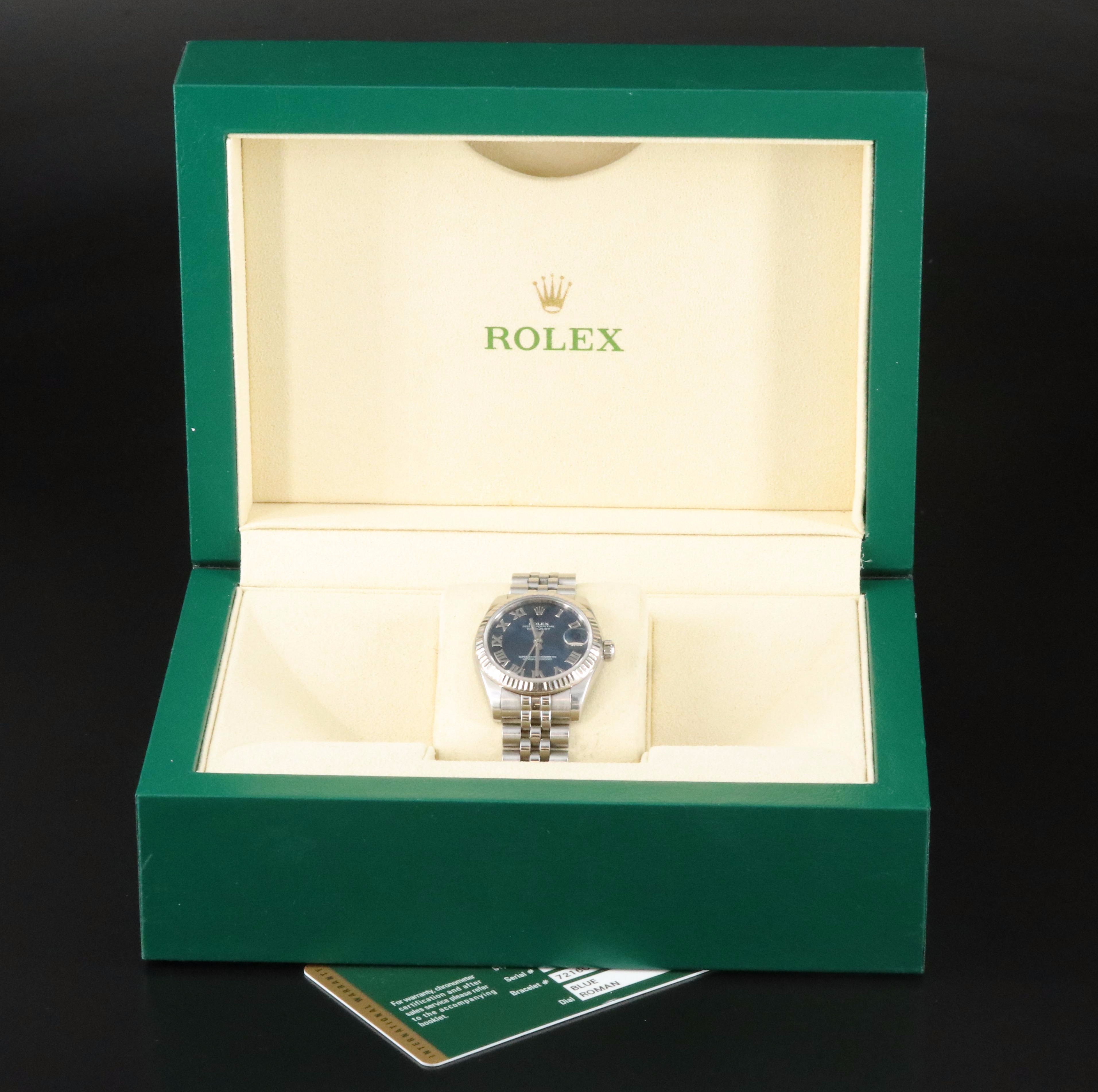 Rolex Oyster Perpetual Blue Roman Datejust Watch