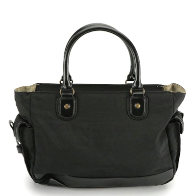 Reidroc Top Handle Bag in Black Nylon and Leather Trim