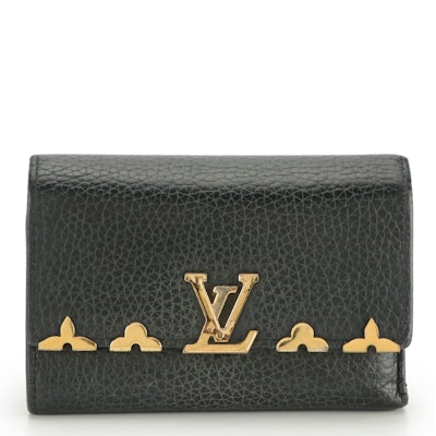 Louis Vuitton Capucines Flower Compact Trifold Wallet in Black Taurillon Leather