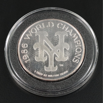 1986 Mets World Champions .999 Silver One Ounce Round