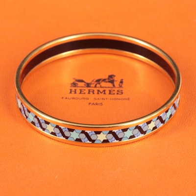 Hermès Narrow Enamel Bangle Bracelet