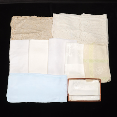 Lace Tablecloths with Other Linens, Early to Mid-20th Century
