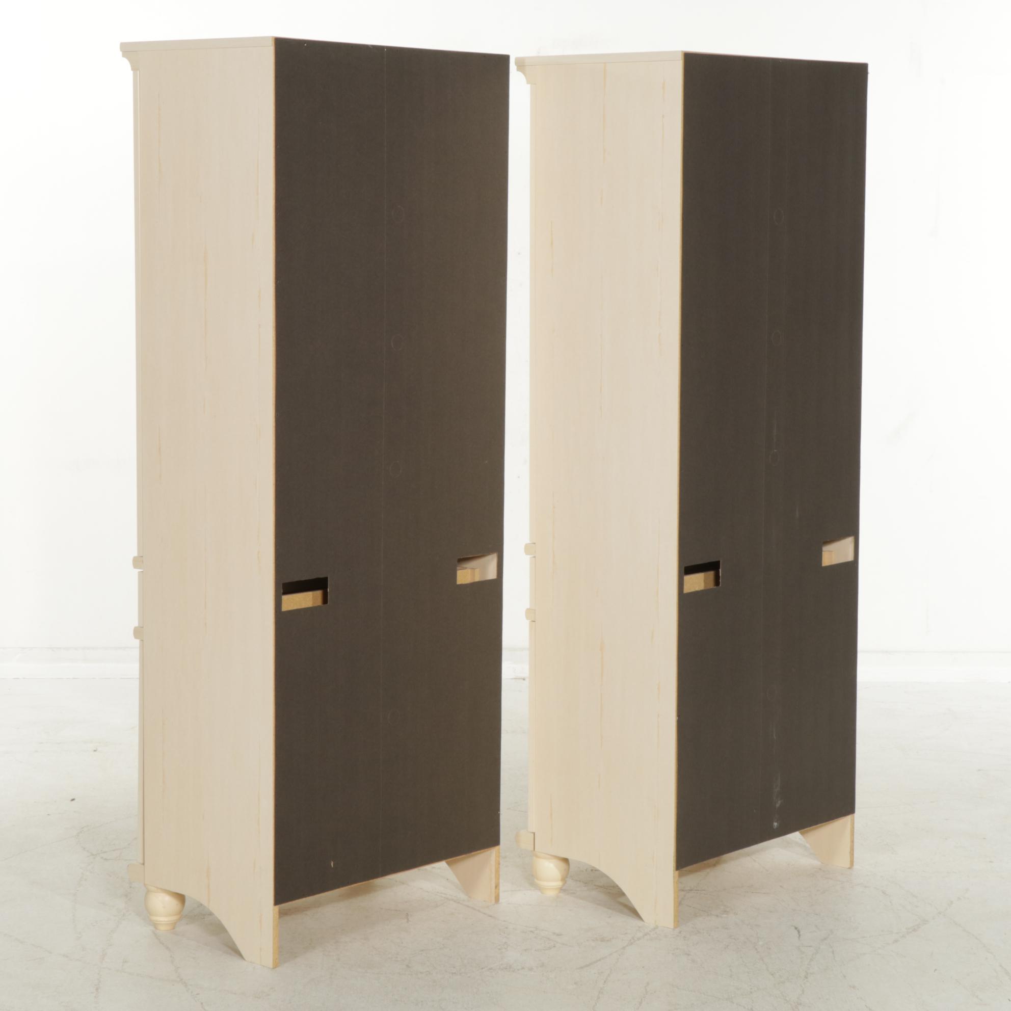 Pair of Sauder "Harbor View" Library Bookcases in Antiqued White