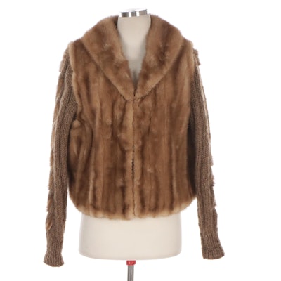 Pags of Malibu Mink Fur and Knit Vest/Jacket with Detachable Sleeves
