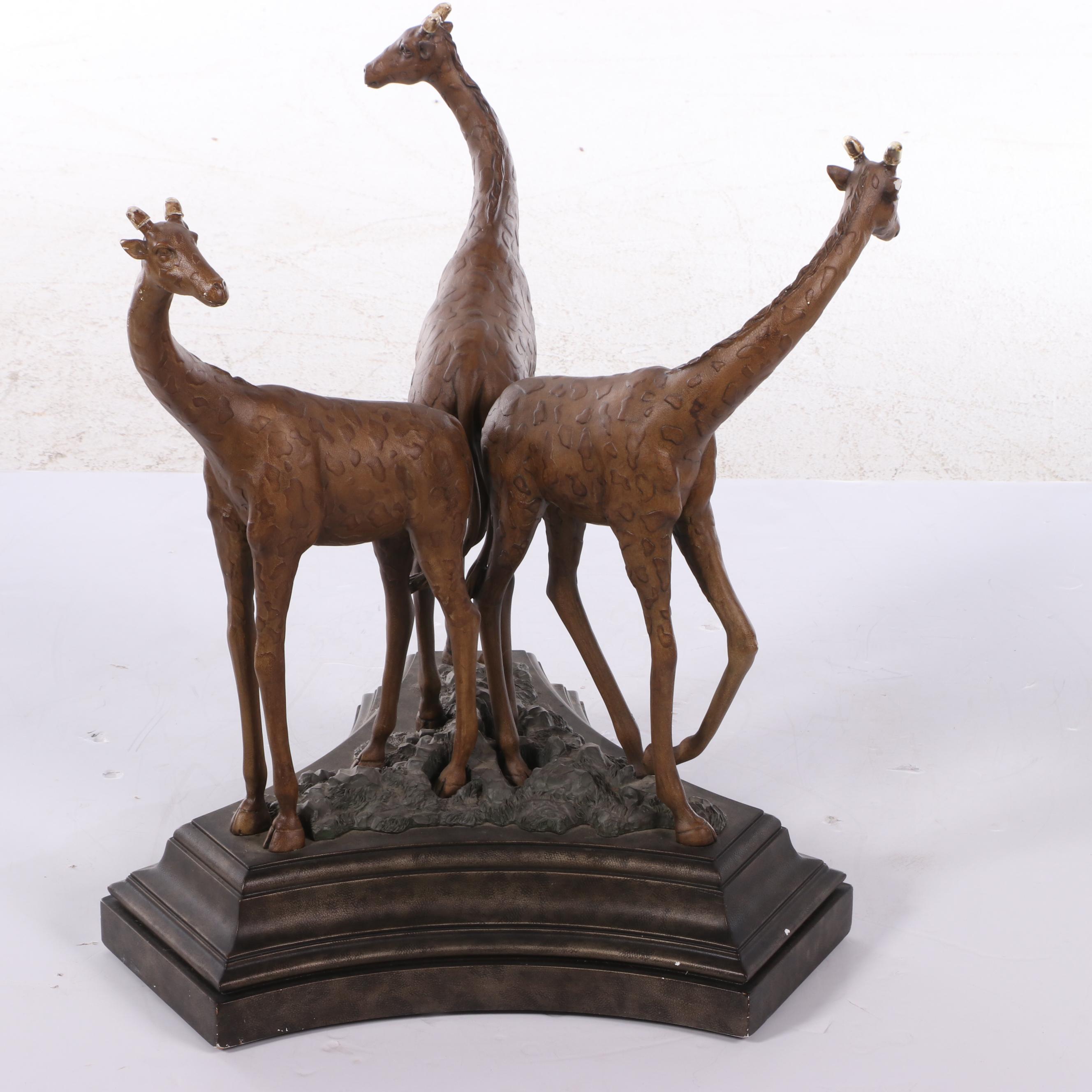 Giraffe Base Glass Top Side Table