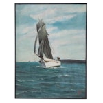 W. LeNoury Maritime Oil Painting of Ship at Sea