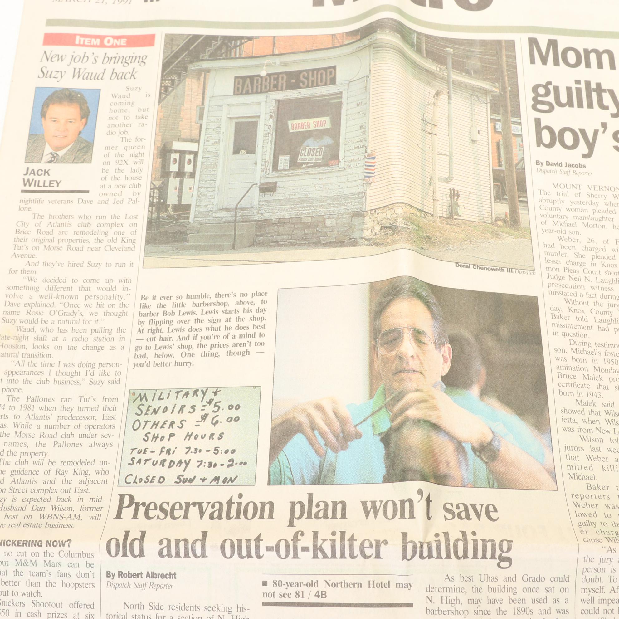 1950s Wm. Marvy "Look Better-Feel Better" Curved Porcelain Barber Sign and More