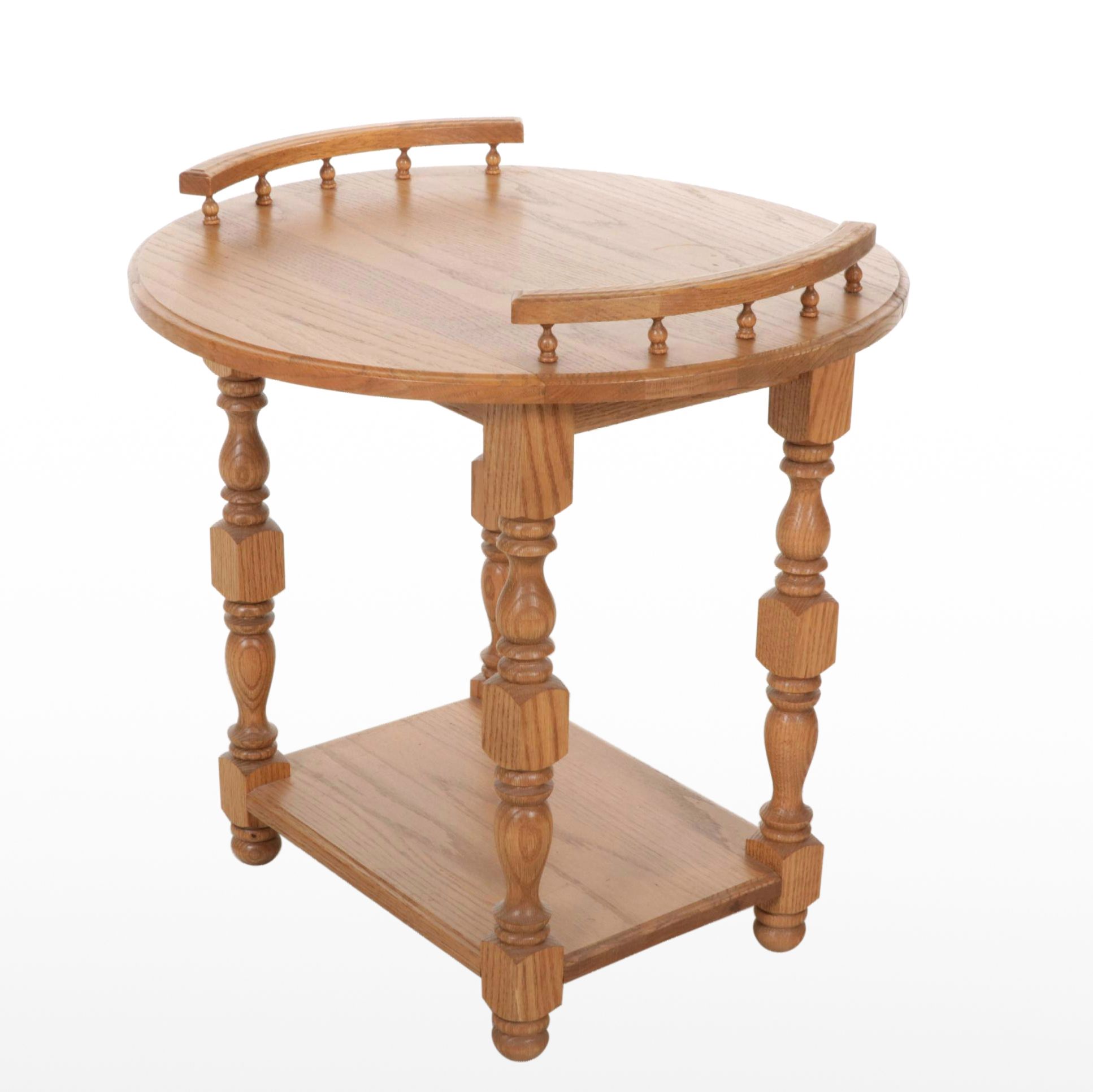 Victorian Style Oak Drop-Leaf End Table