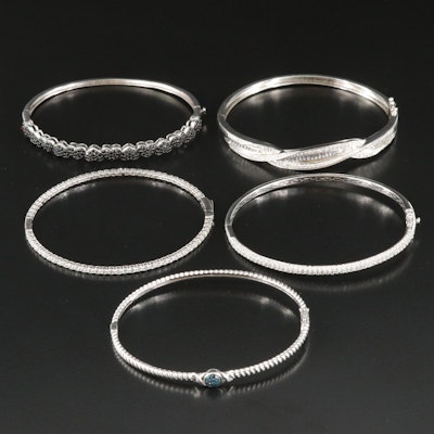 Sterling Hinged Bangles Including CZ and Lab Grown Diamond