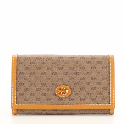 Gucci Micro GG Continental Wallet in Canvas and Leather