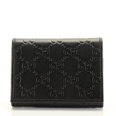 Gucci Guccissima Card Case Wallet in Black Leather
