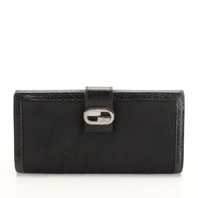 Gucci Interlocking Gg Long Wallet in Black Canvas and Leather