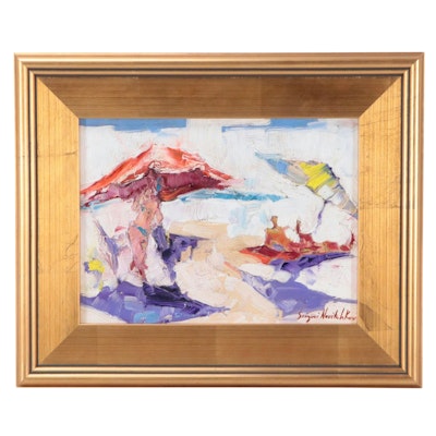Sergei Novitchkov Abstract Landscape Oil Painting "Beach Day"