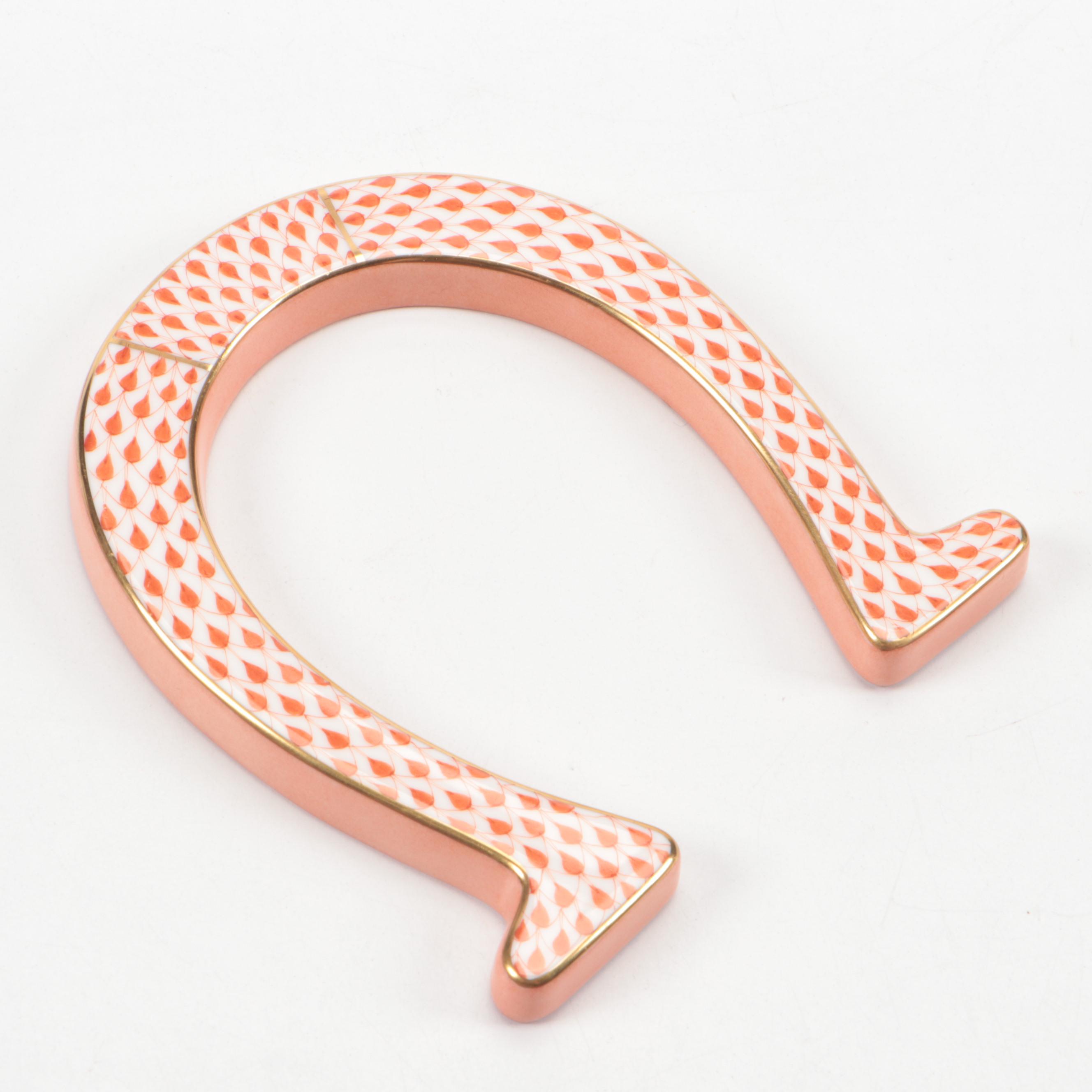 Herend Rust Fishnet with Gold "Horseshoe" Porcelain Figurine