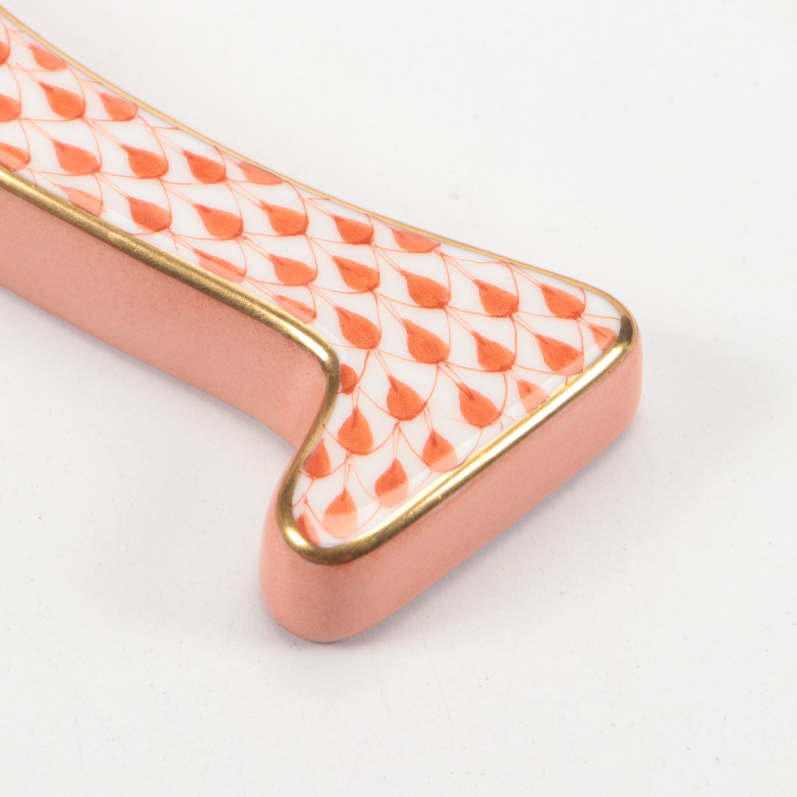 Herend Rust Fishnet with Gold "Horseshoe" Porcelain Figurine